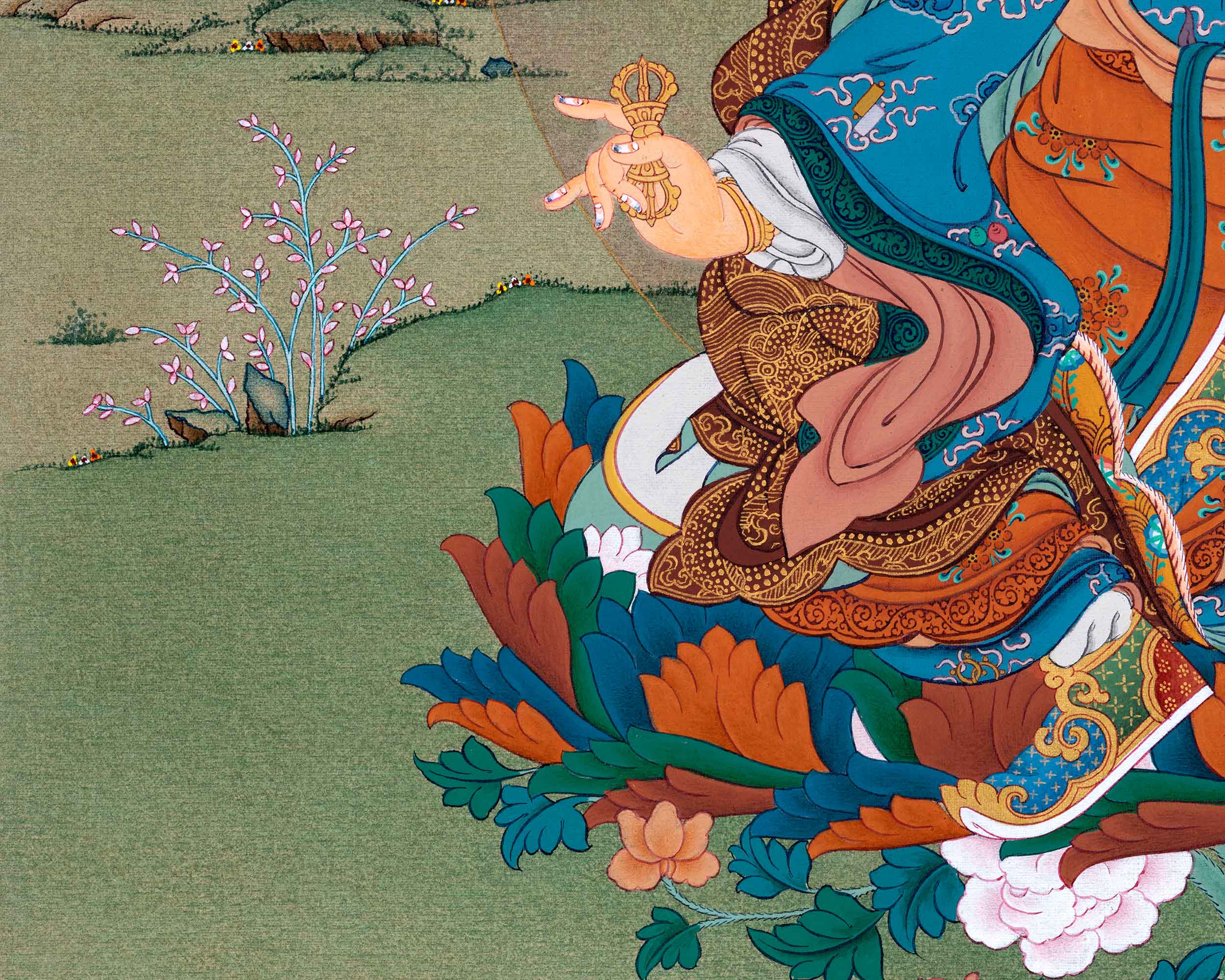 Traditional Tibetan Thangka Art For Padmasambhava Chant | Highly Revered Buddhist Master Guru Rinpoche