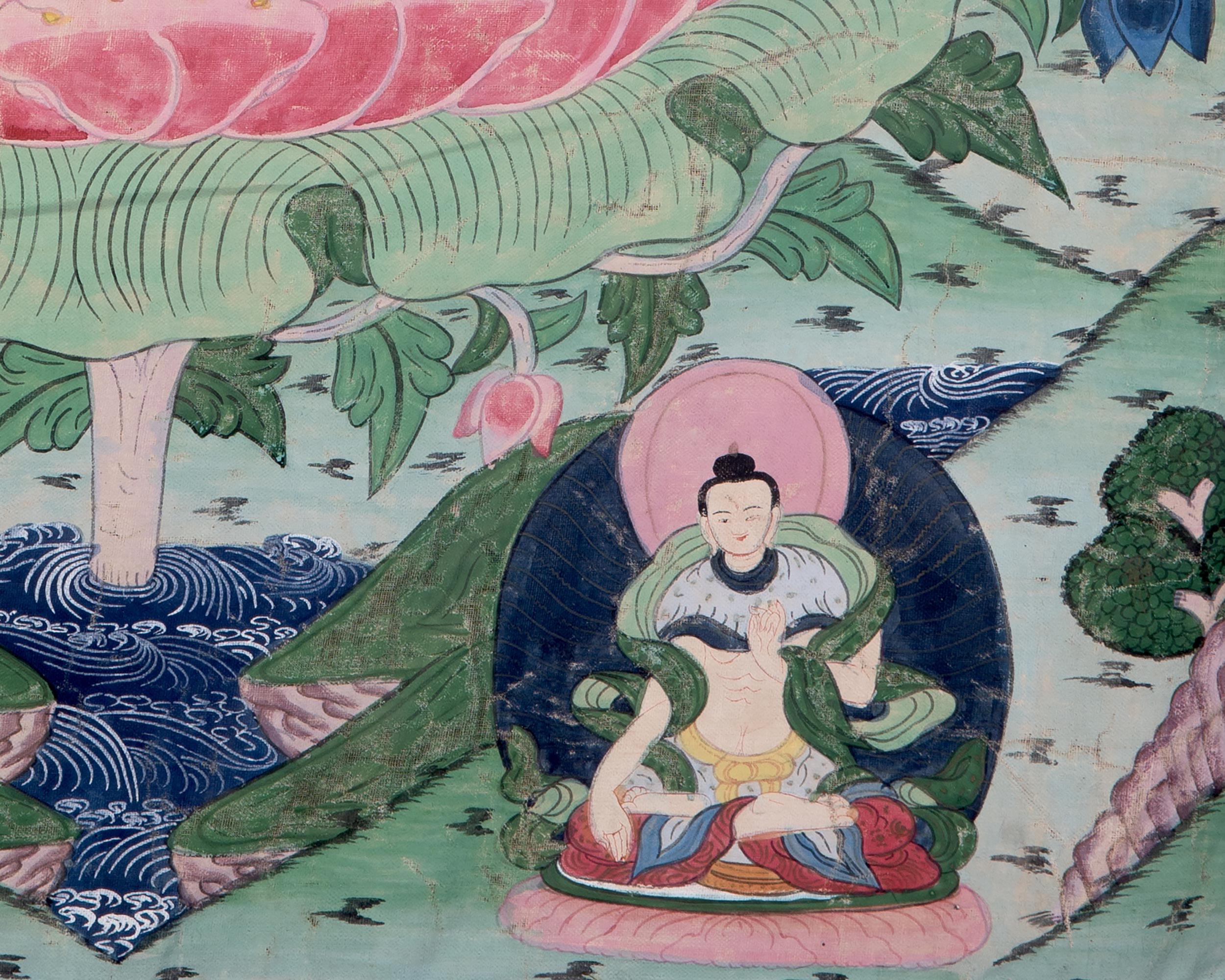 Exquisite Manjushree Thangka | Tibetan Buddha of Wisdom | Brocade Mounted