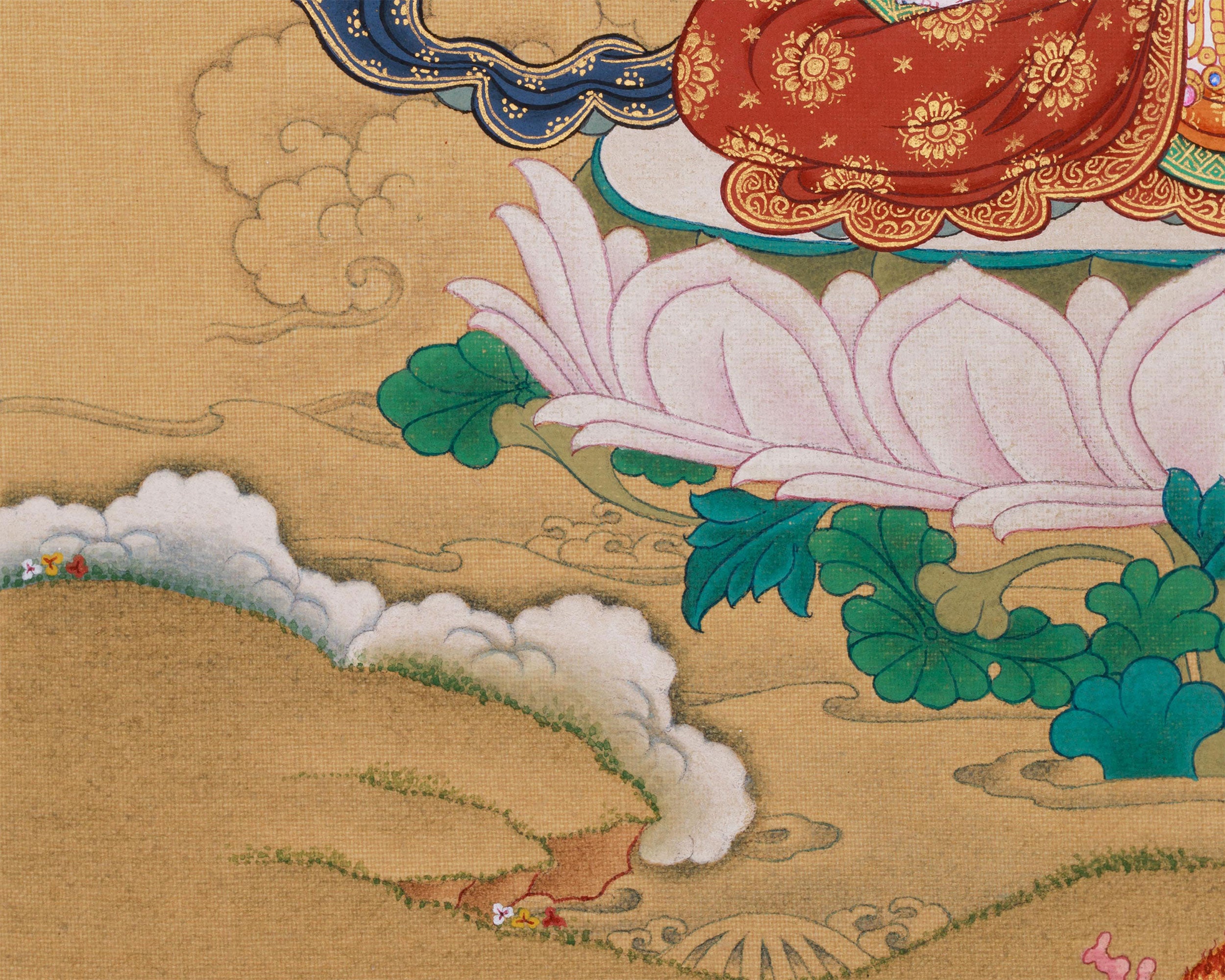 Divine Chenrezig with Amitabha Thangka | A Radiant Offering of Love and Enlightenment
