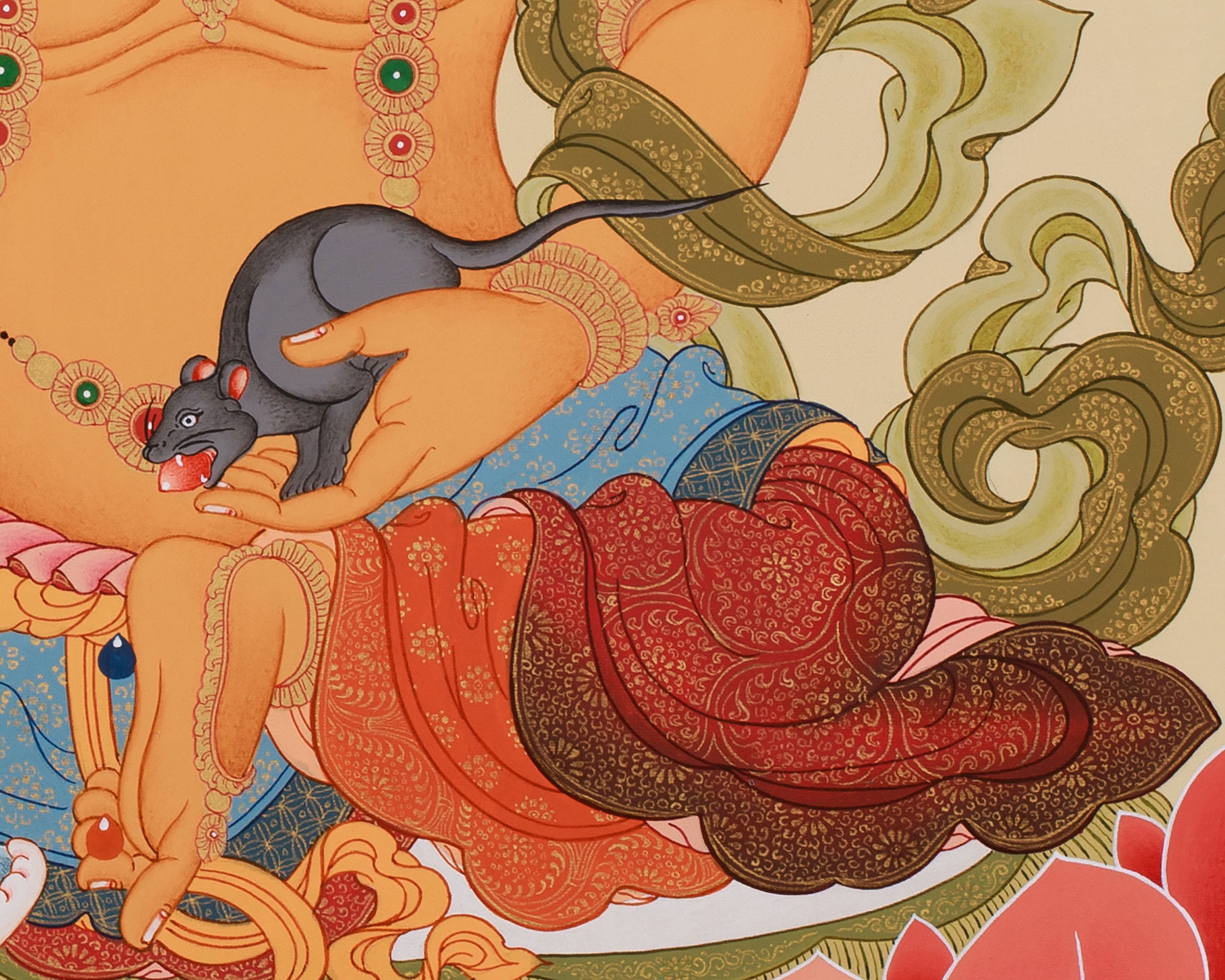 Kubera Deity Dzambhala Thangka | Tibetan Wealth Deity Art