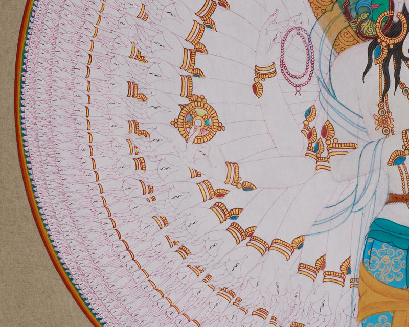 One Thousand Armed Chenrezig Thangka | The Compassionate Protector