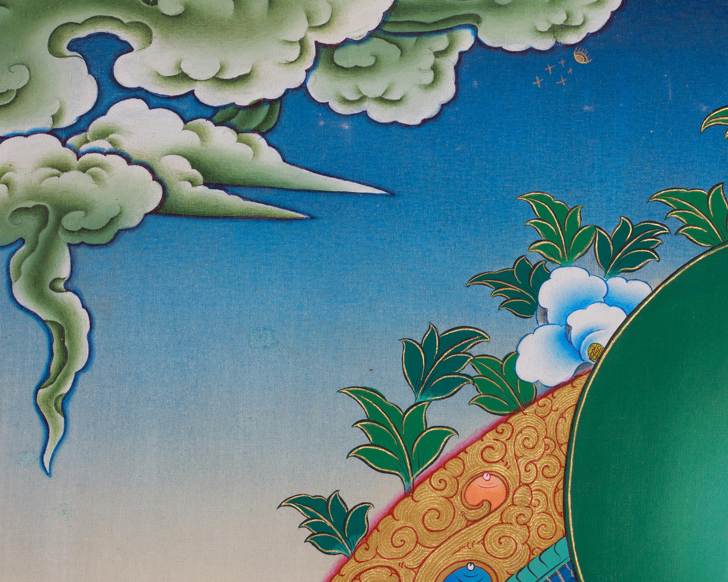Infinite Light Amitabha Buddha With Bodhisattva Thangka | Pure Land Buddha