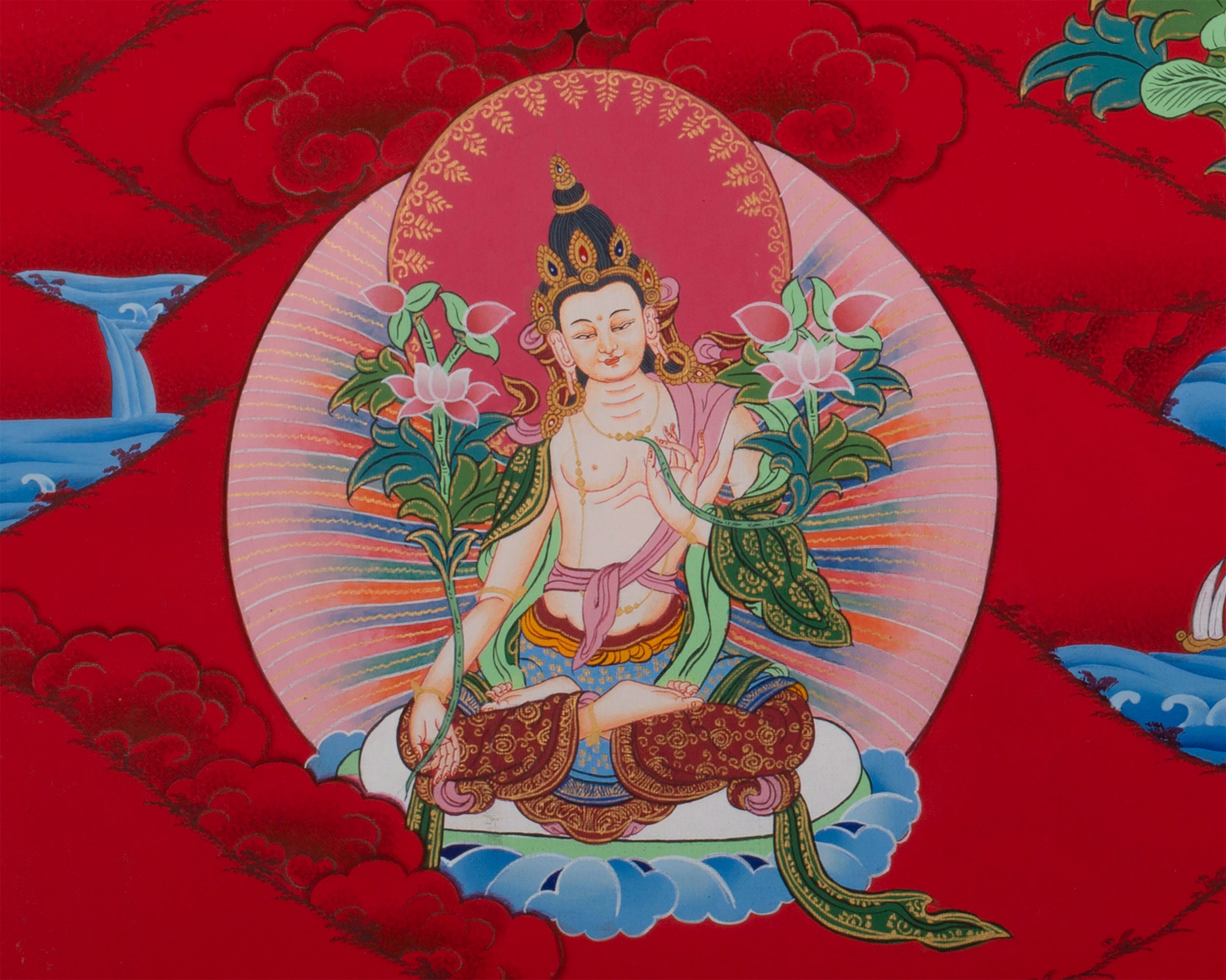 Five Forms of Bodhisattva Manjushri Thangka | Tibetan Art of Wisdom and Enlightenment
