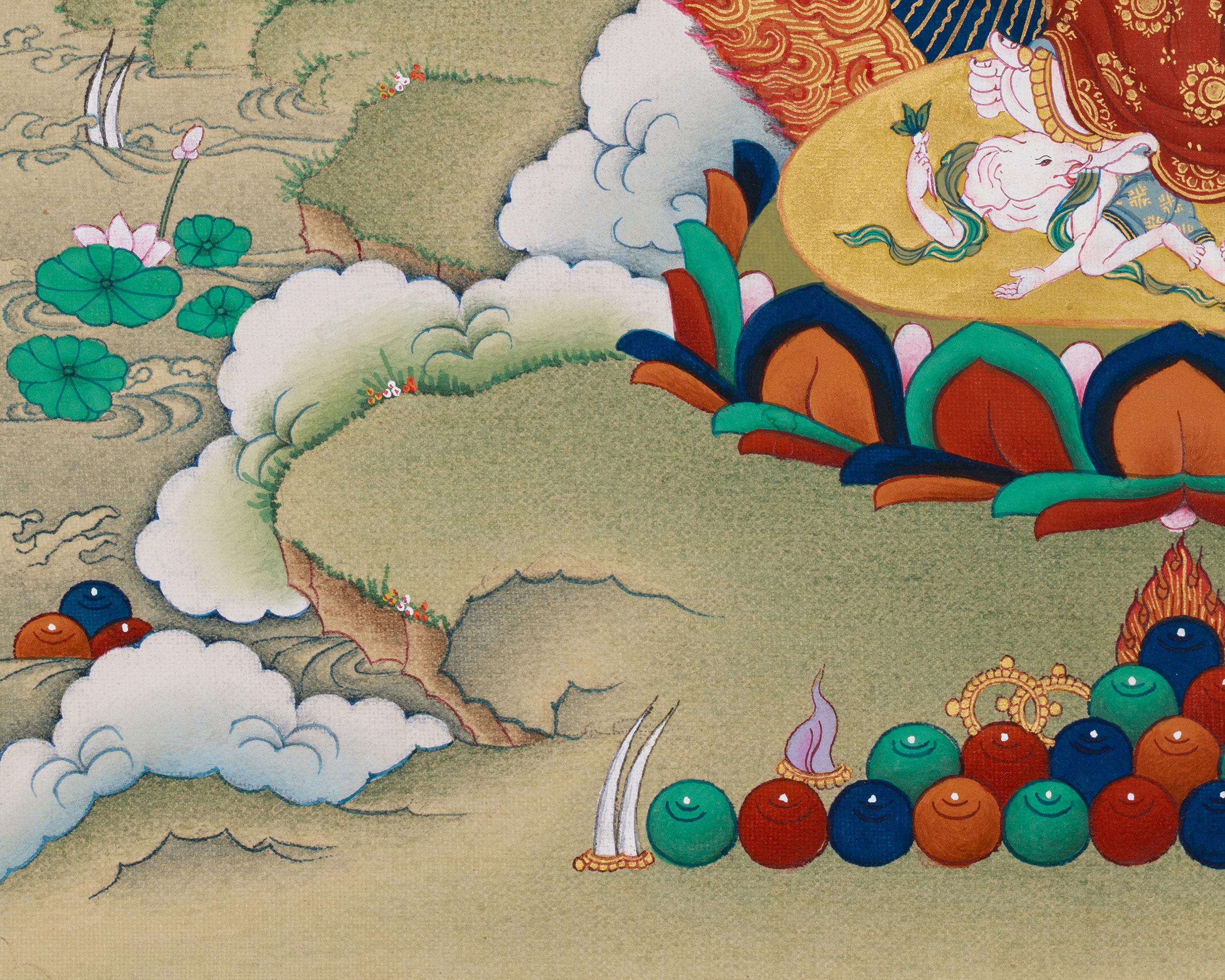 Sacred Buddhist Deity White Mahakala | Thangka of the Prosperity Guardian