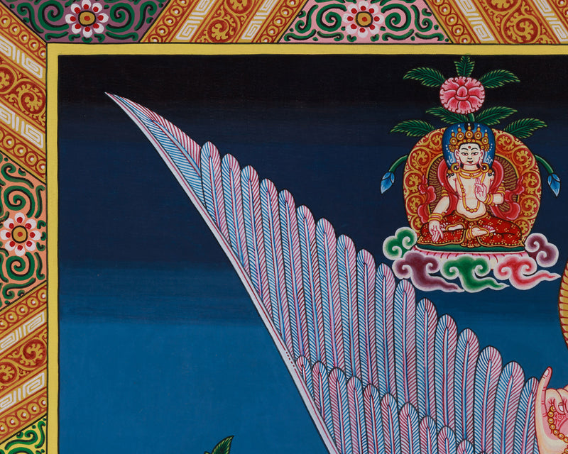 Newari Goddess Saraswati Seated on Swan | Paubha Artwork Print