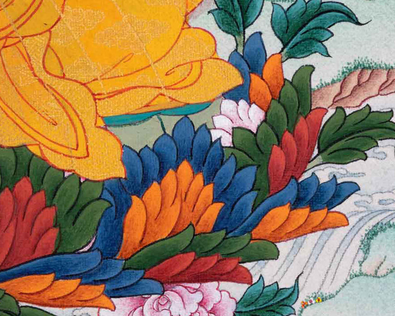 Lotus Master Guru Rainbow Body Thangka | Tibetan Buddhist Guru Rinpoche | Art Using Genuine 24K Gold