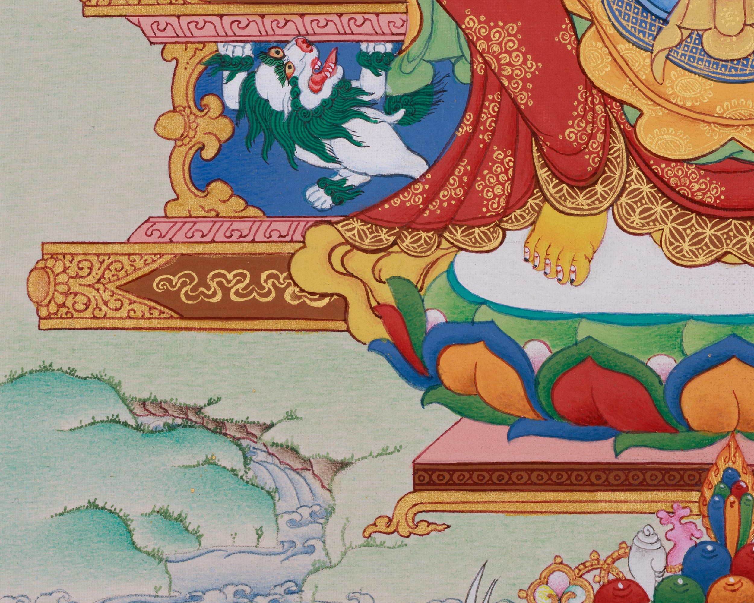 13 Inch Maitreya Buddha Thangka | Traditional Karma Gadri Style