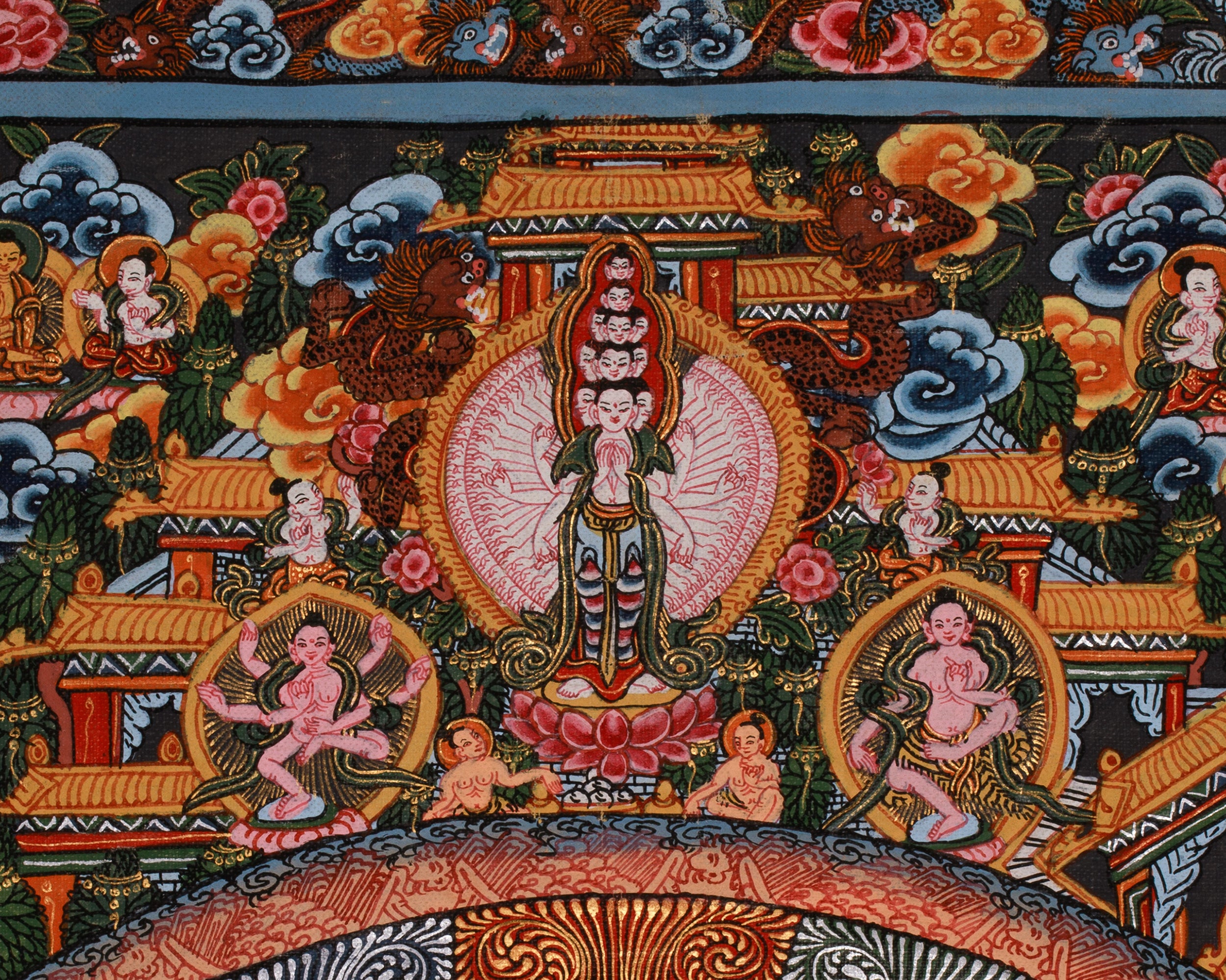 Hand-Painted Vintage Yamantaka Mandala Art | Wrathful Deity with Consort in Divine Union