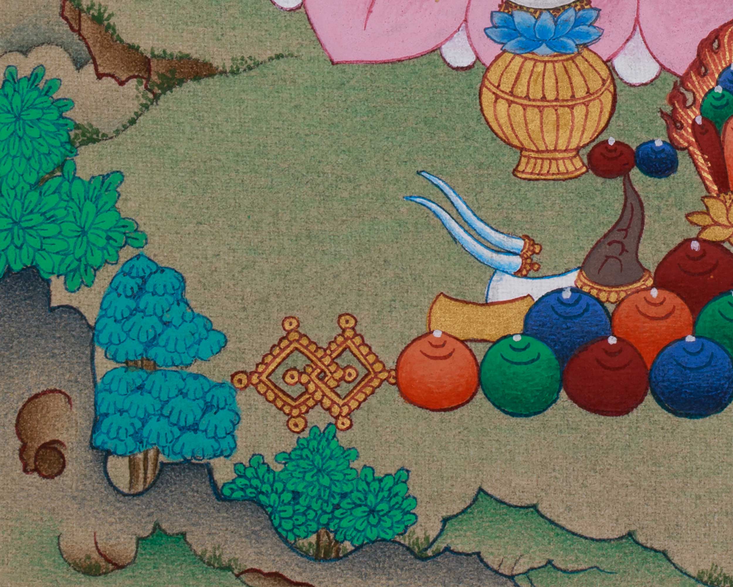 Sacred Jambhala Artwork | Kubera Thangka | Tibetan Buddhist Guardian of Fortune