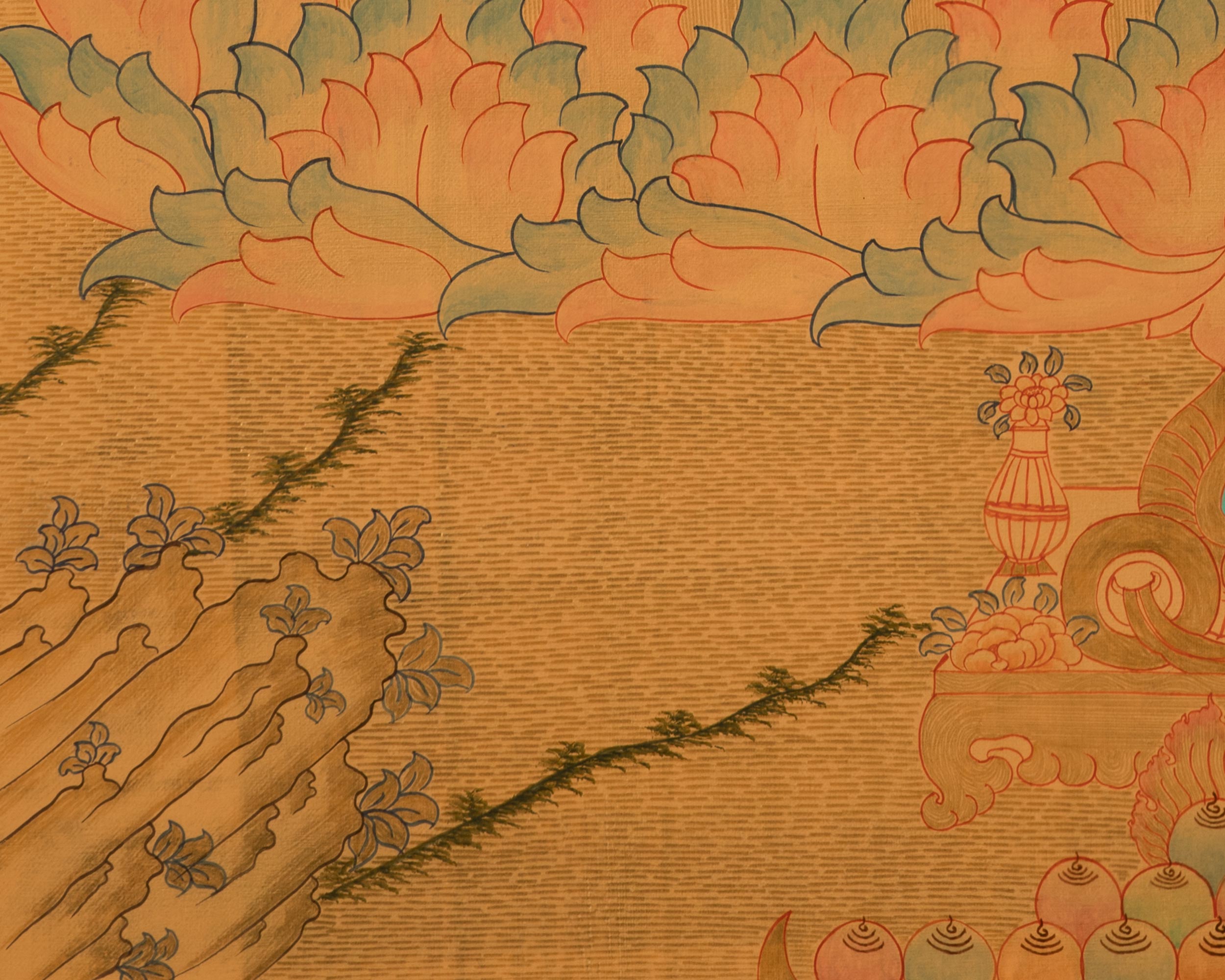 Traditional 24K Gold Style Shakyamuni Buddha Thangka | Symbol of Peace & Wisdom