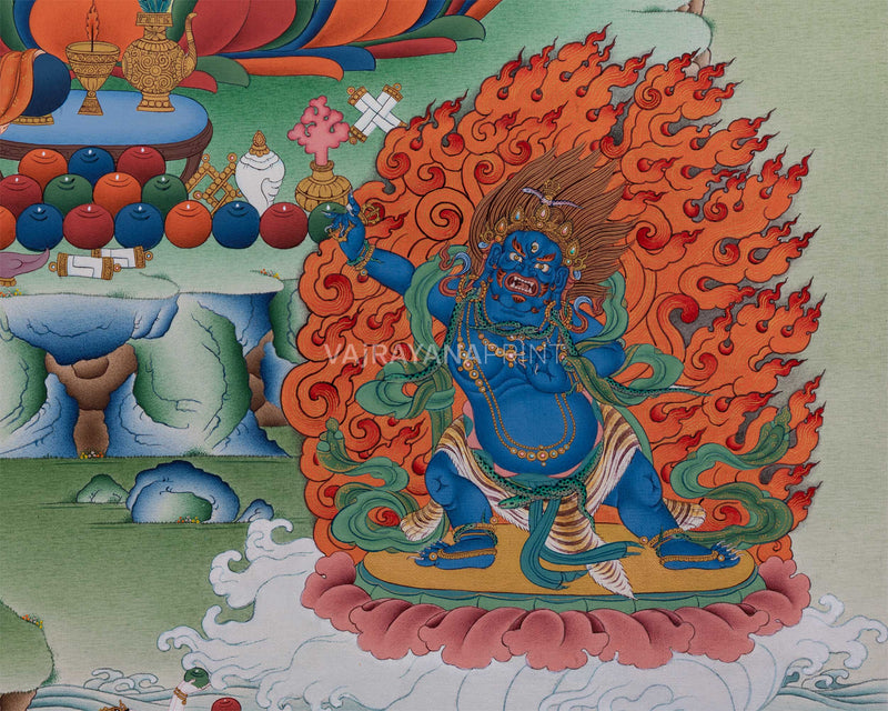 Triad of Compassion-Wisdom-Power: Chenresig, Manjushri, and Vajrapani Thangka Print