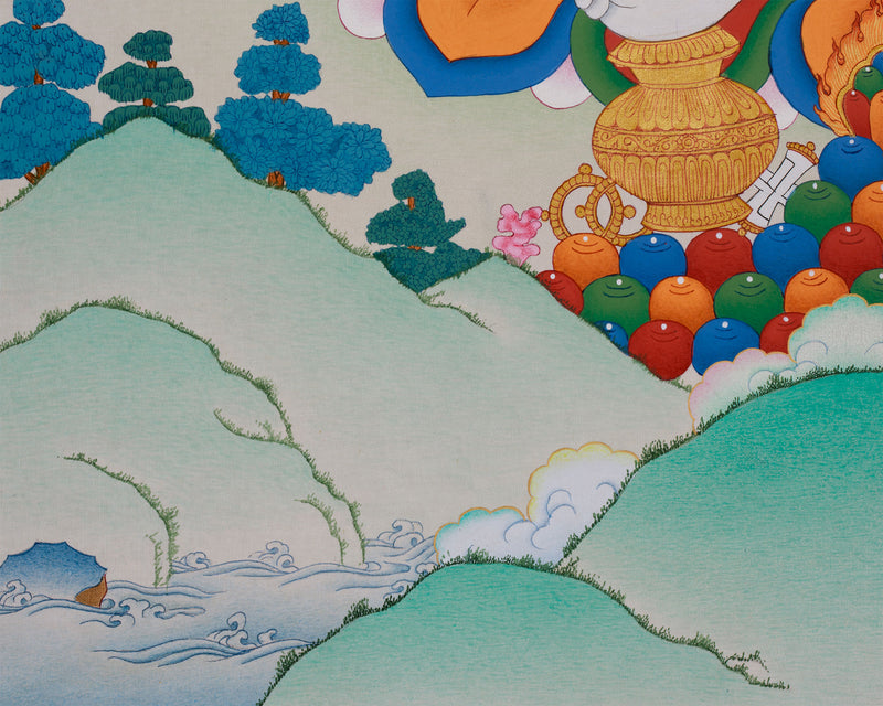 Dzambhala Thangka | Buddhist Deity of Wealth and Prosperity