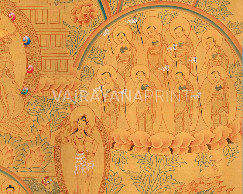 Guru Rinpoche Consort Lineage Tree Thangka Print | Enlightened Blessings | Buddhist Gift Ideas