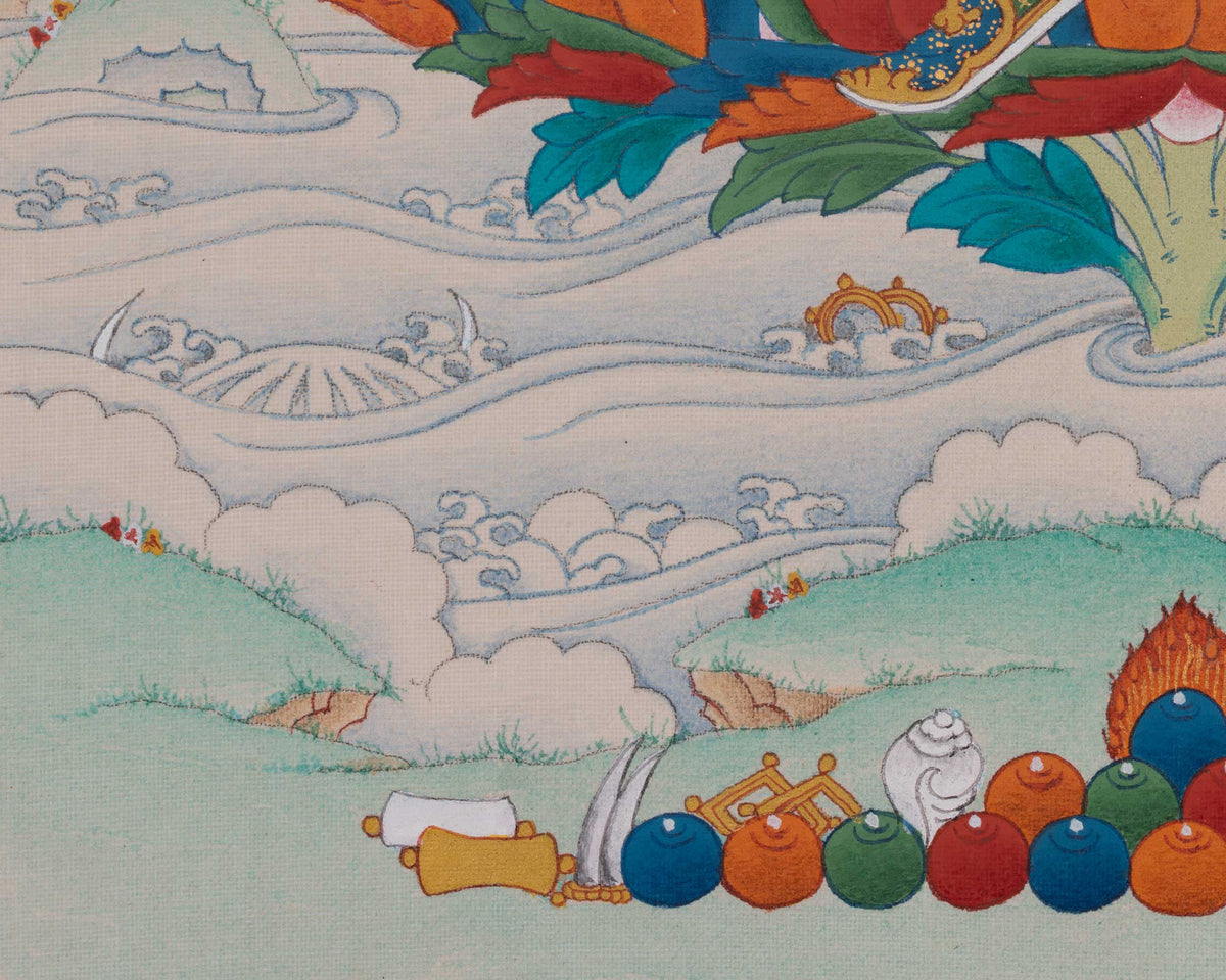 Guru Rinpoche Traditional Thangka | Lotus-Born Master of Vajrayana Buddhism