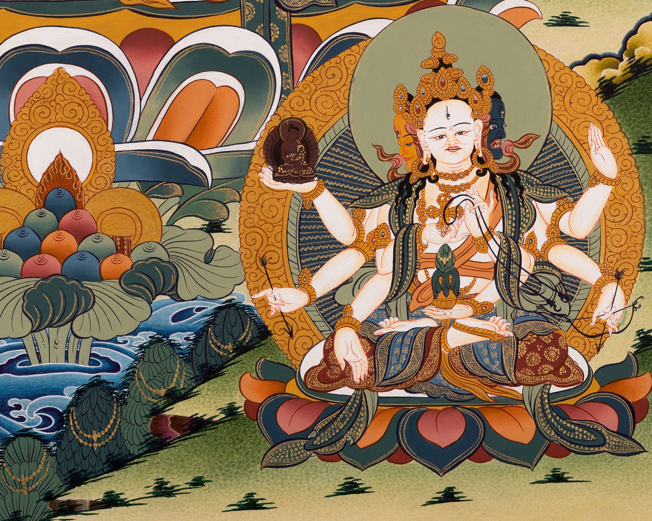 White Tara Thangka Painting | Female Bodhisattva | Decorative Art