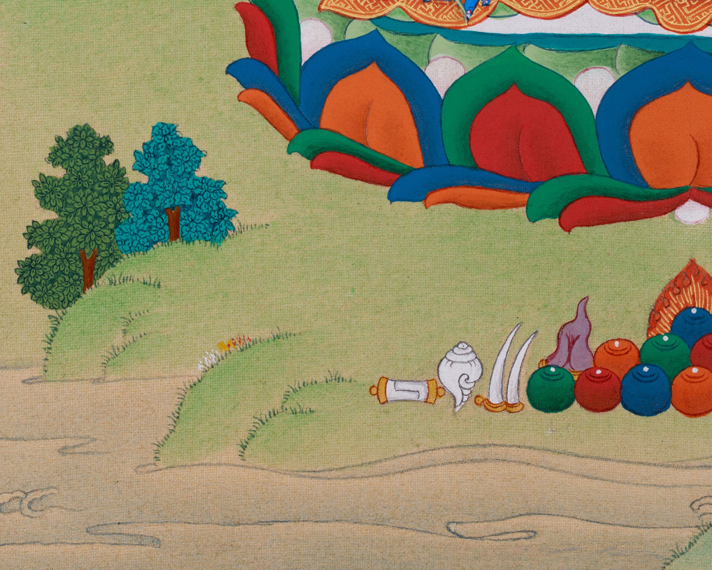 13 Inches Healing Bhaisajyaguru Painting | Sacred Medicine Buddha