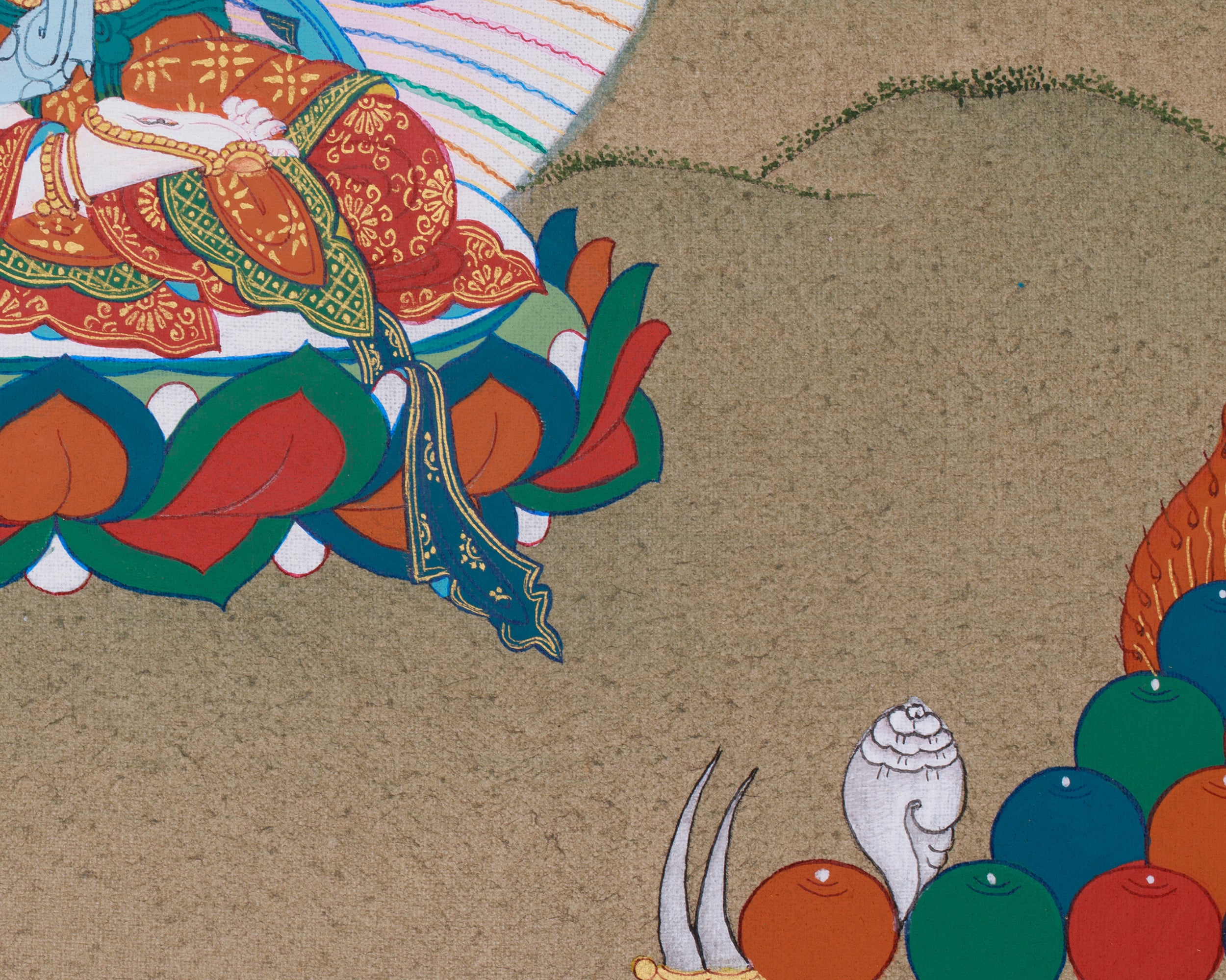 Tibetan Long Life Bodhisattvas: Amitayus Buddha, White Tara and Namgyalma | Buddhist Artwork