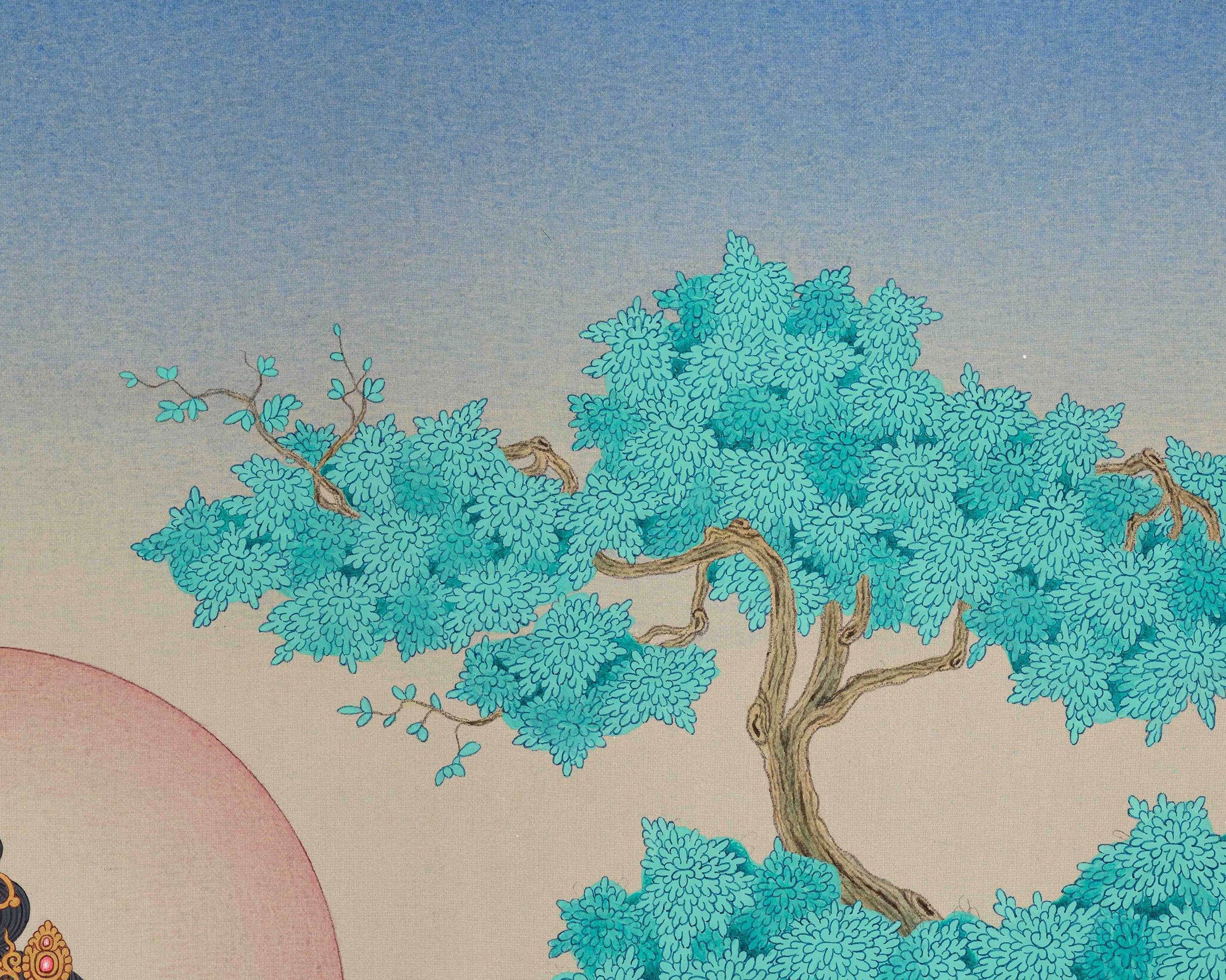 Compassionate Buddha, Chenrezig Thangka | Hand-Painted Karma Gardi Artistry