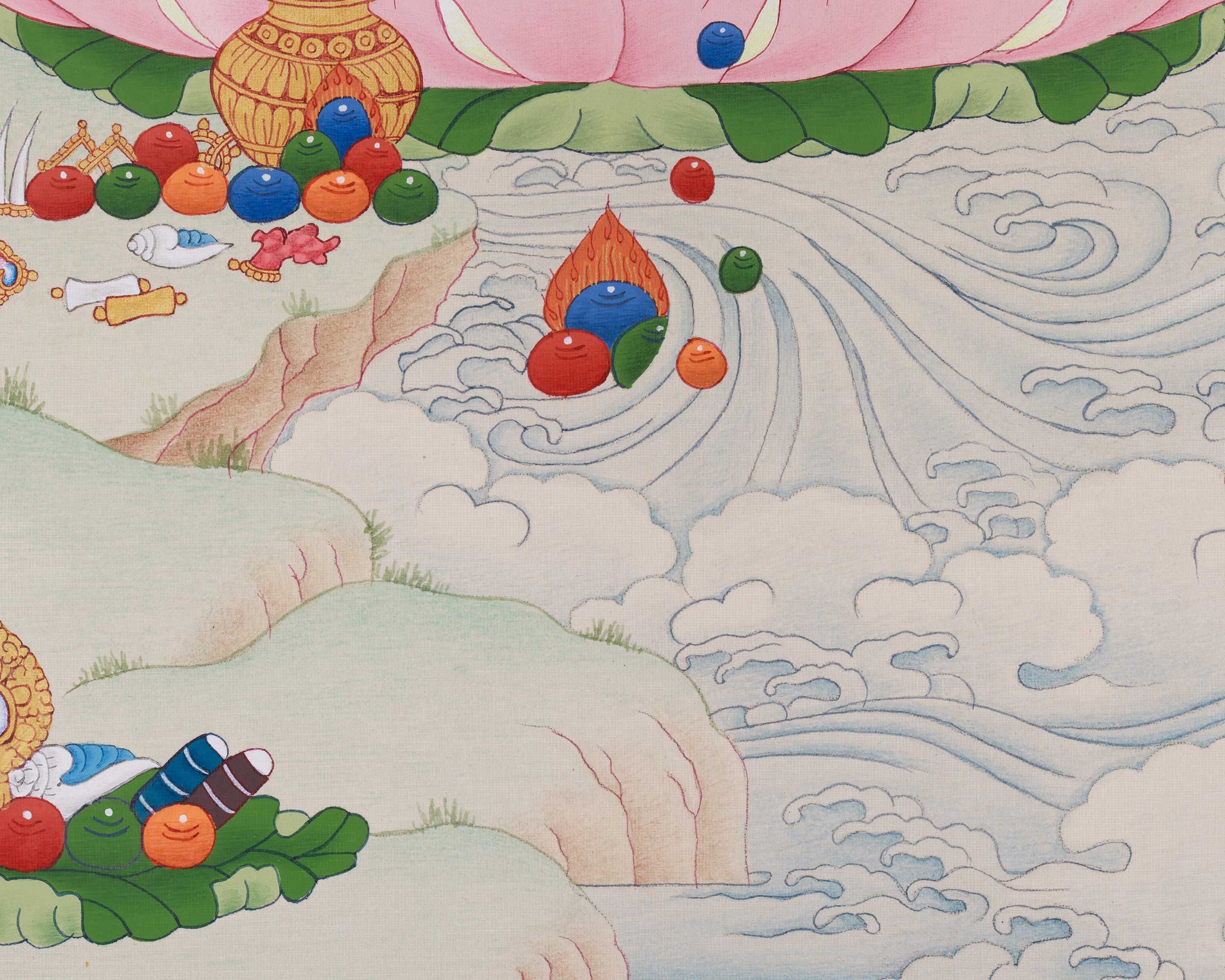 Hand-painted Dzambhala Thangka | Spiritual Wealth