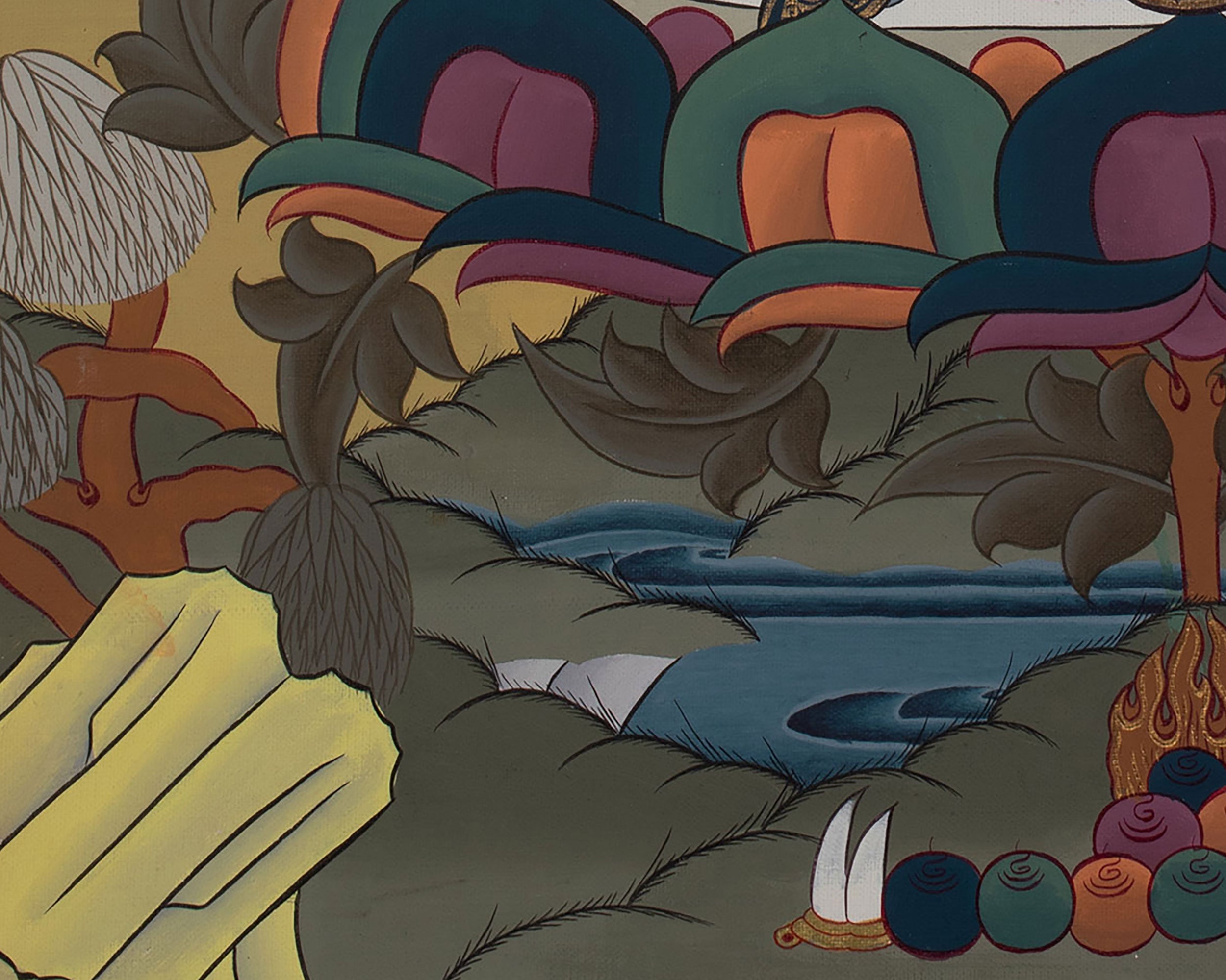 Four-Armed Compassionate Chenrezig Thangka | Hand-Painted Compassion Deity Art