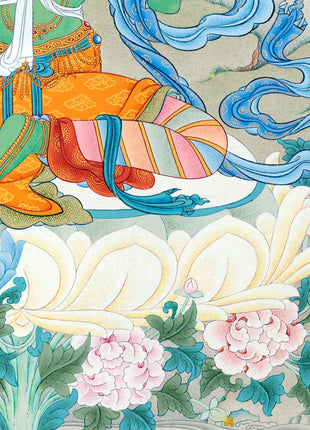 Tibetan Tara Goddess, Mother Green Tara Thangka | Traditional Painting