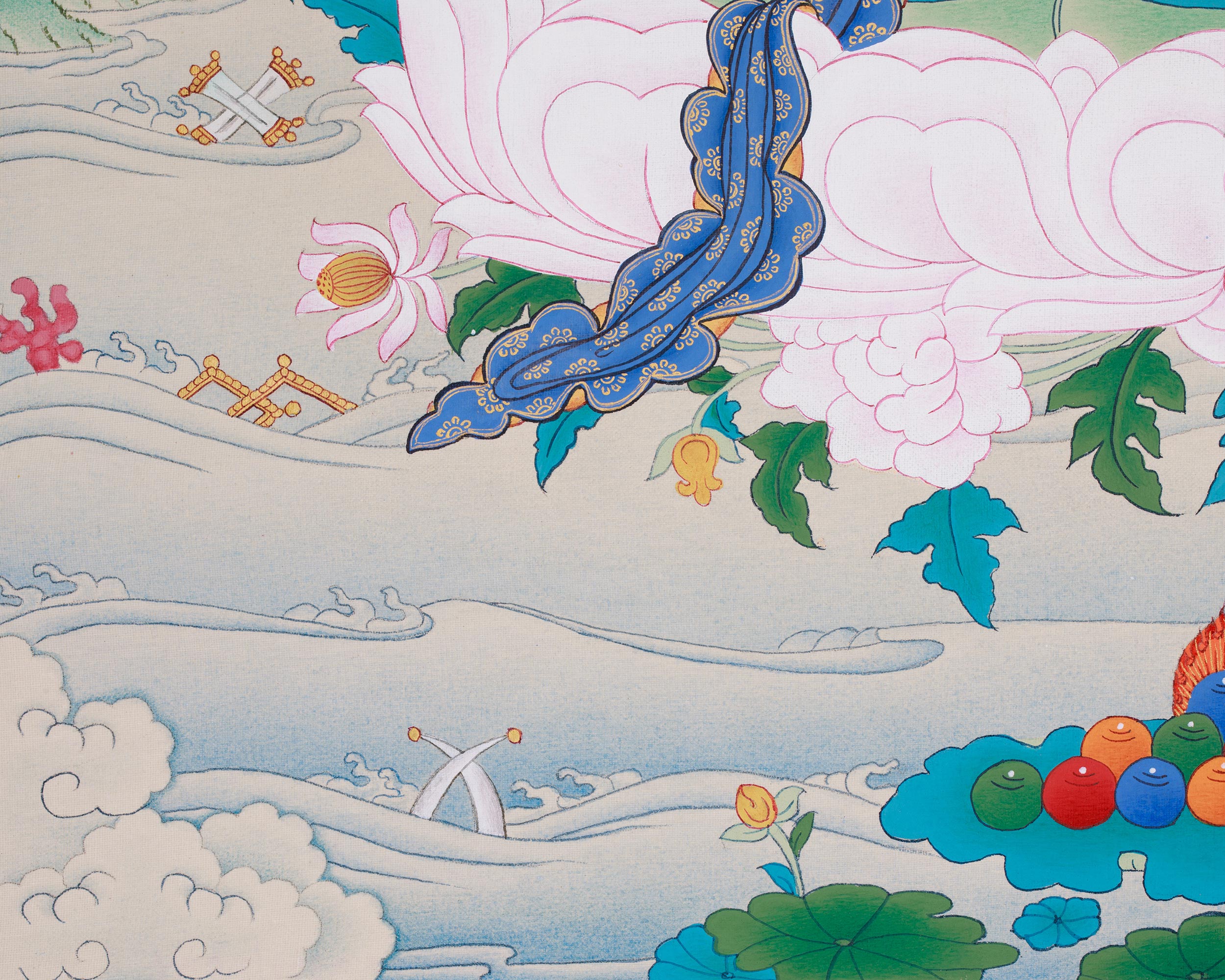 Buddhist Goddess White Dolma | A Sacred Thangka of Purity, Compassion, and Spiritual Healing