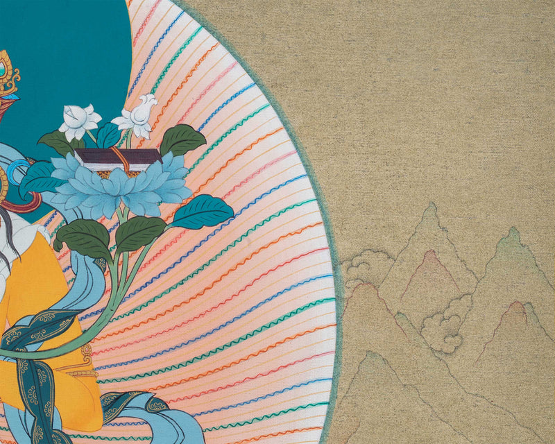 Thangka Print Of Bodhisattva of Wisdom | Digital Print Of Manjushri | Meditative Artwork