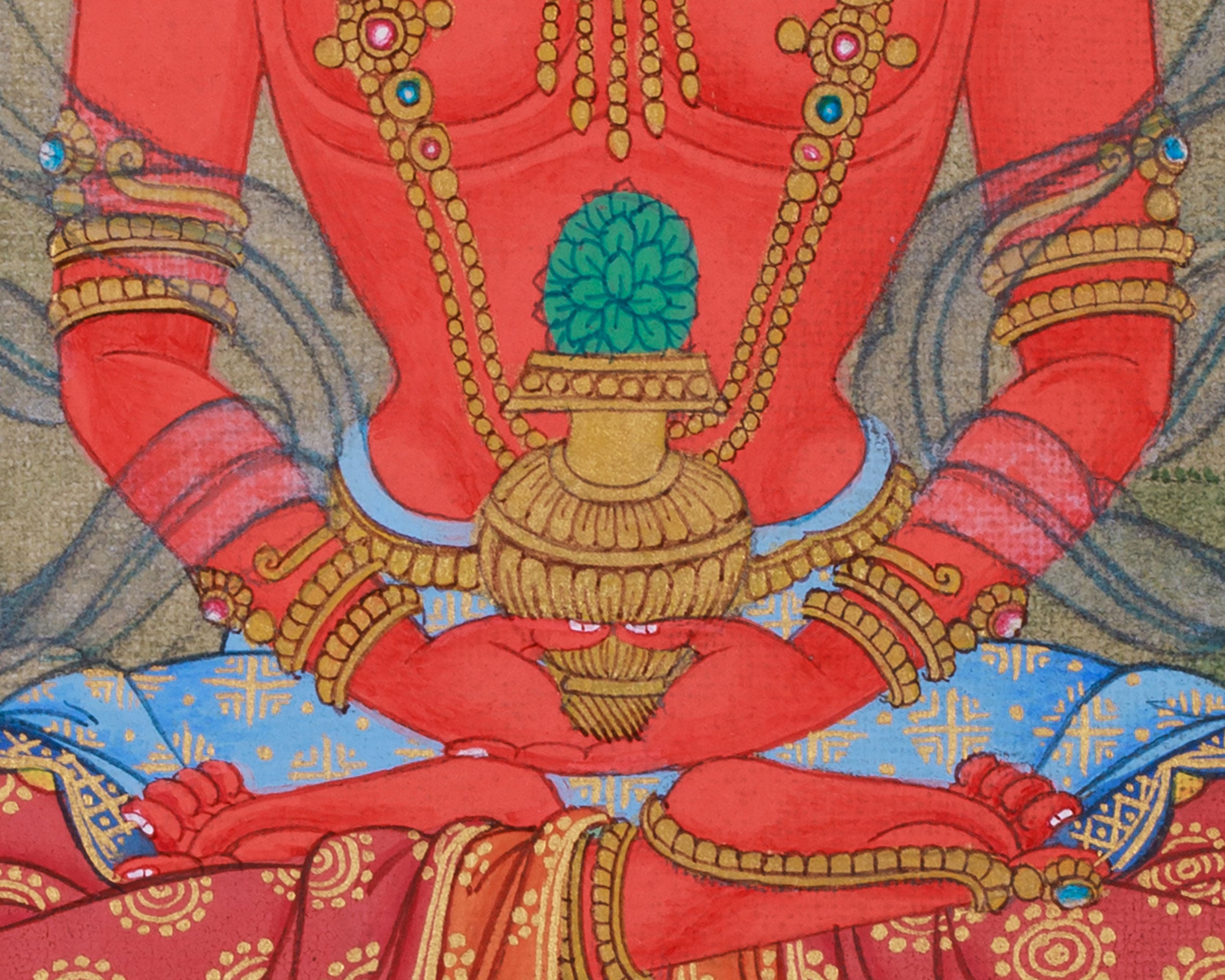 Miniature Enlightened Buddha Amitayus Thangka