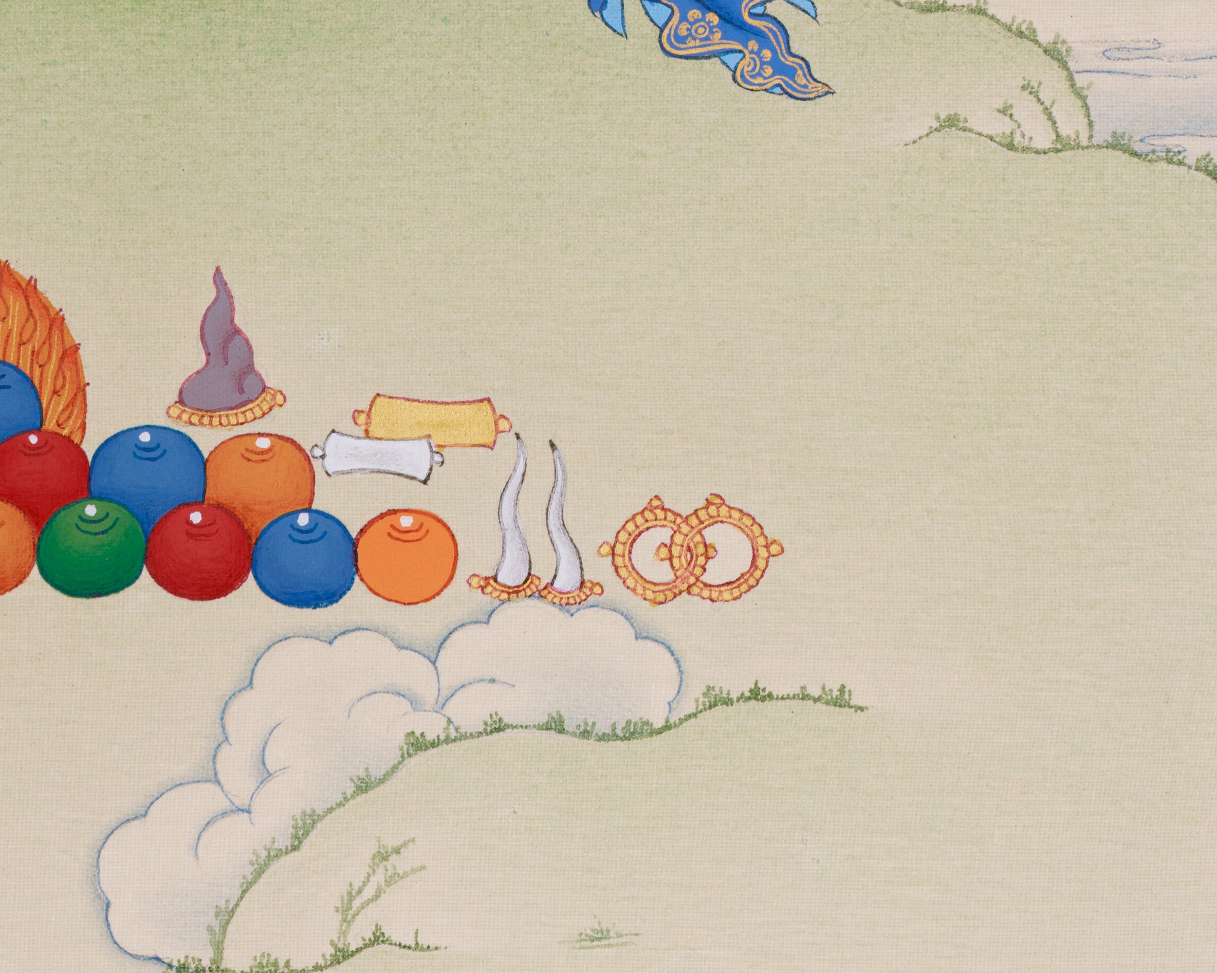 Thangka of Long-Life Deities: White Tara, Amitayus Buddha, and Namgyalma | Symbols of Protection