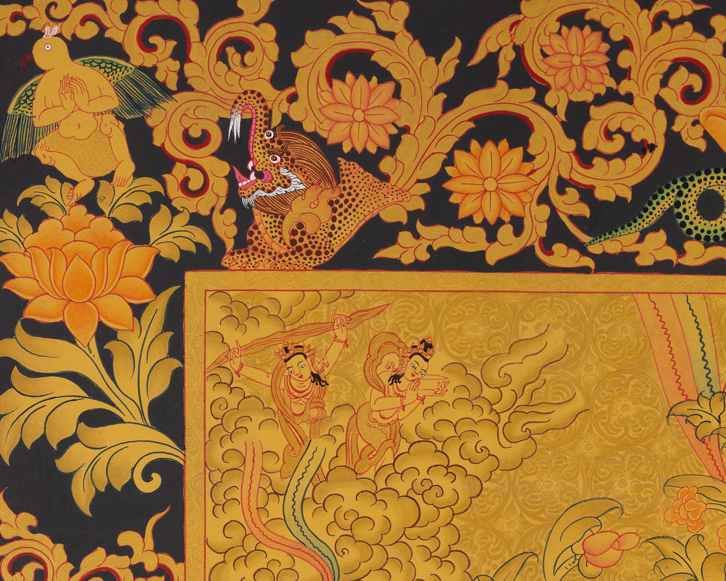 Full 24K Gold Green Tara Thangka Wall Decoration Art | Shyamatara Deity