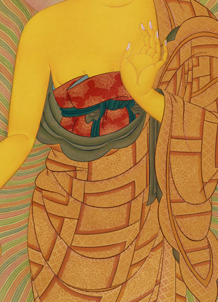 Standing Buddha Shakyamuni Thangka | Exquisite Karma Gadri Masterpiece