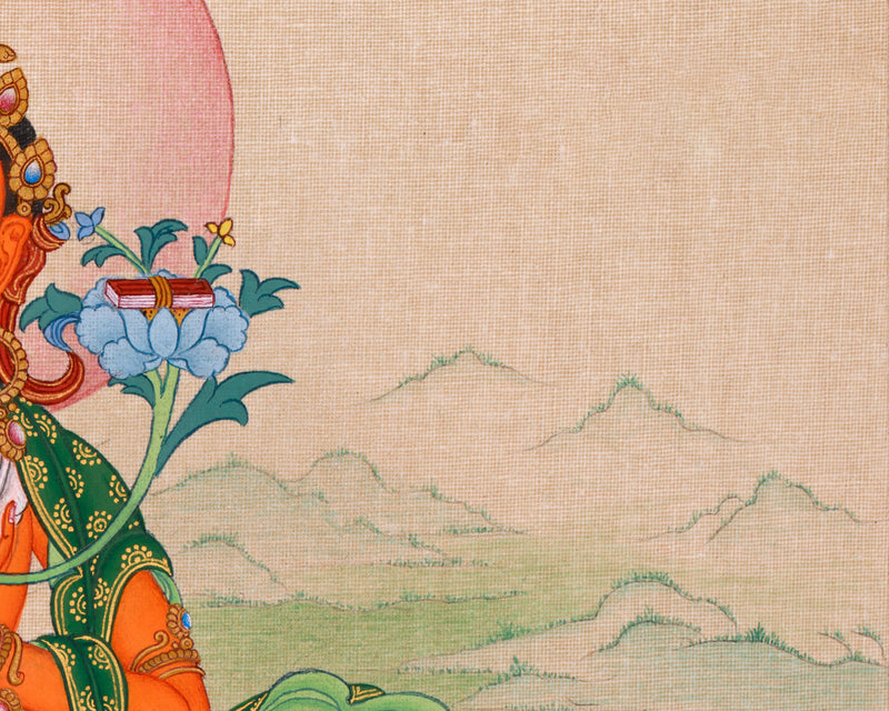 Tibetan Manjusri Kumarabhuta Thangka | The Bodhisattva of Supreme Knowledge