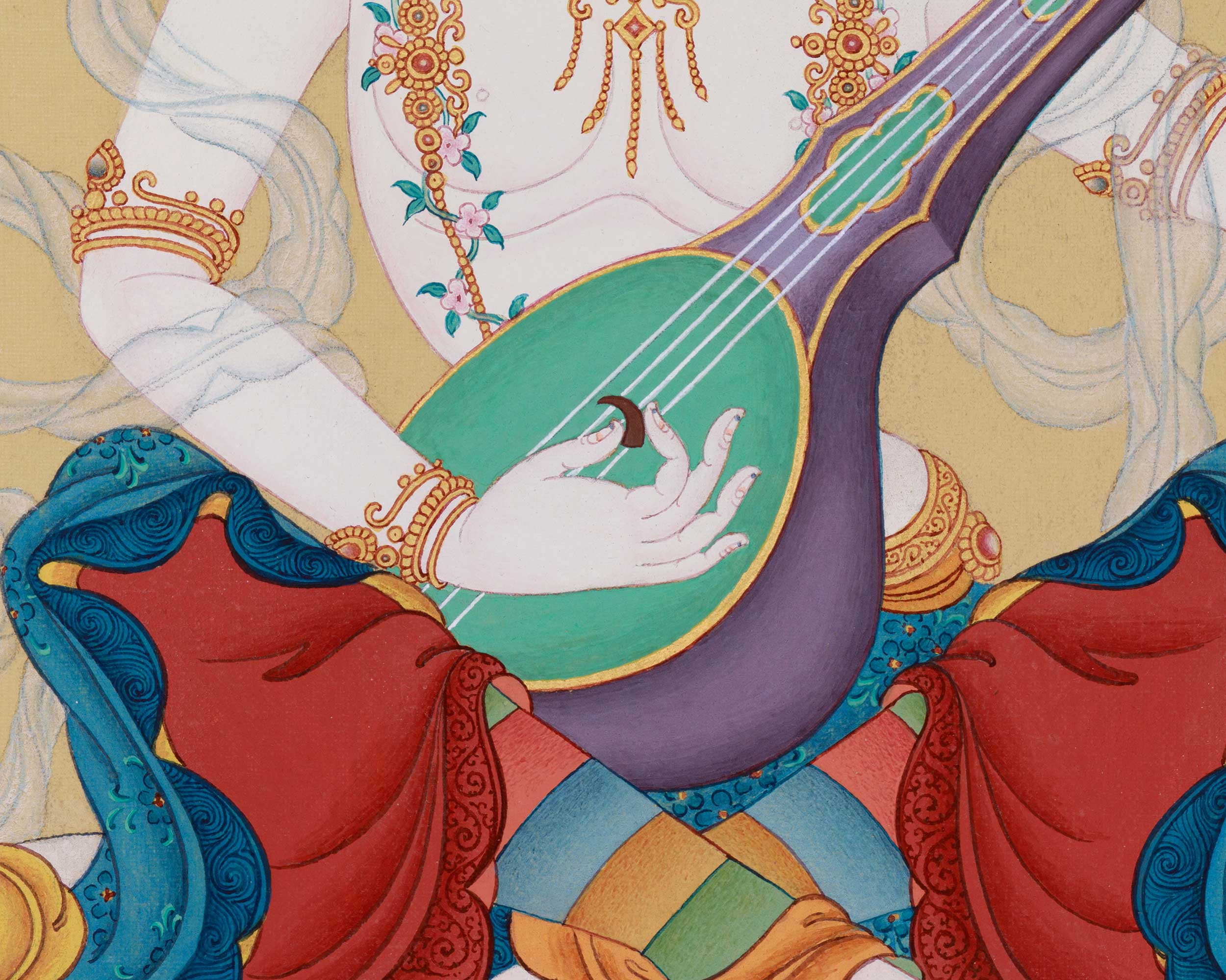 Exclusive Goddess Saraswoti Thangka | A Portrait of Divine Wisdom
