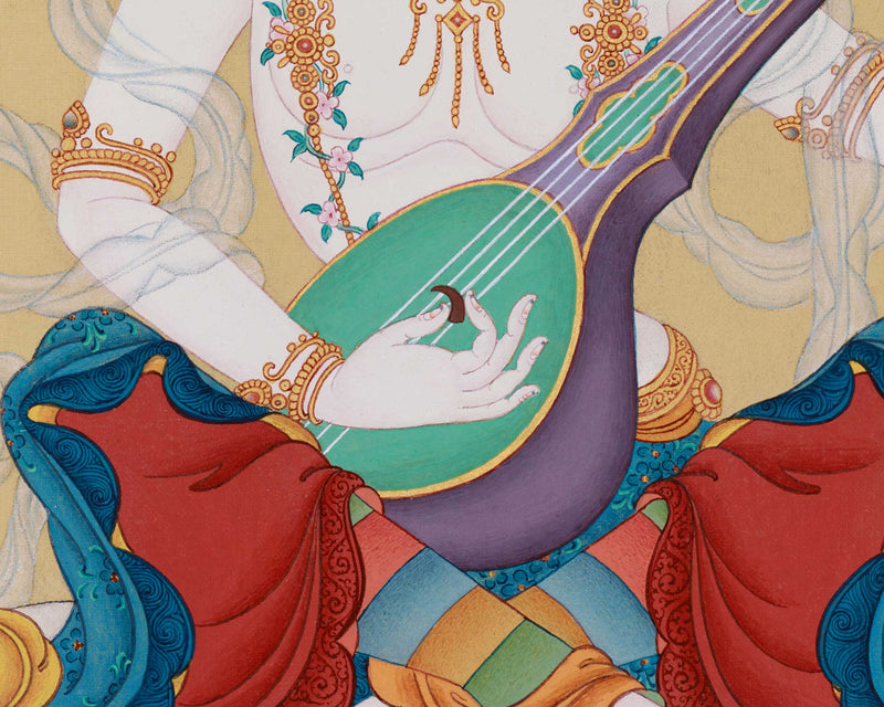 Exclusive Goddess Saraswoti Thangka | A Portrait of Divine Wisdom