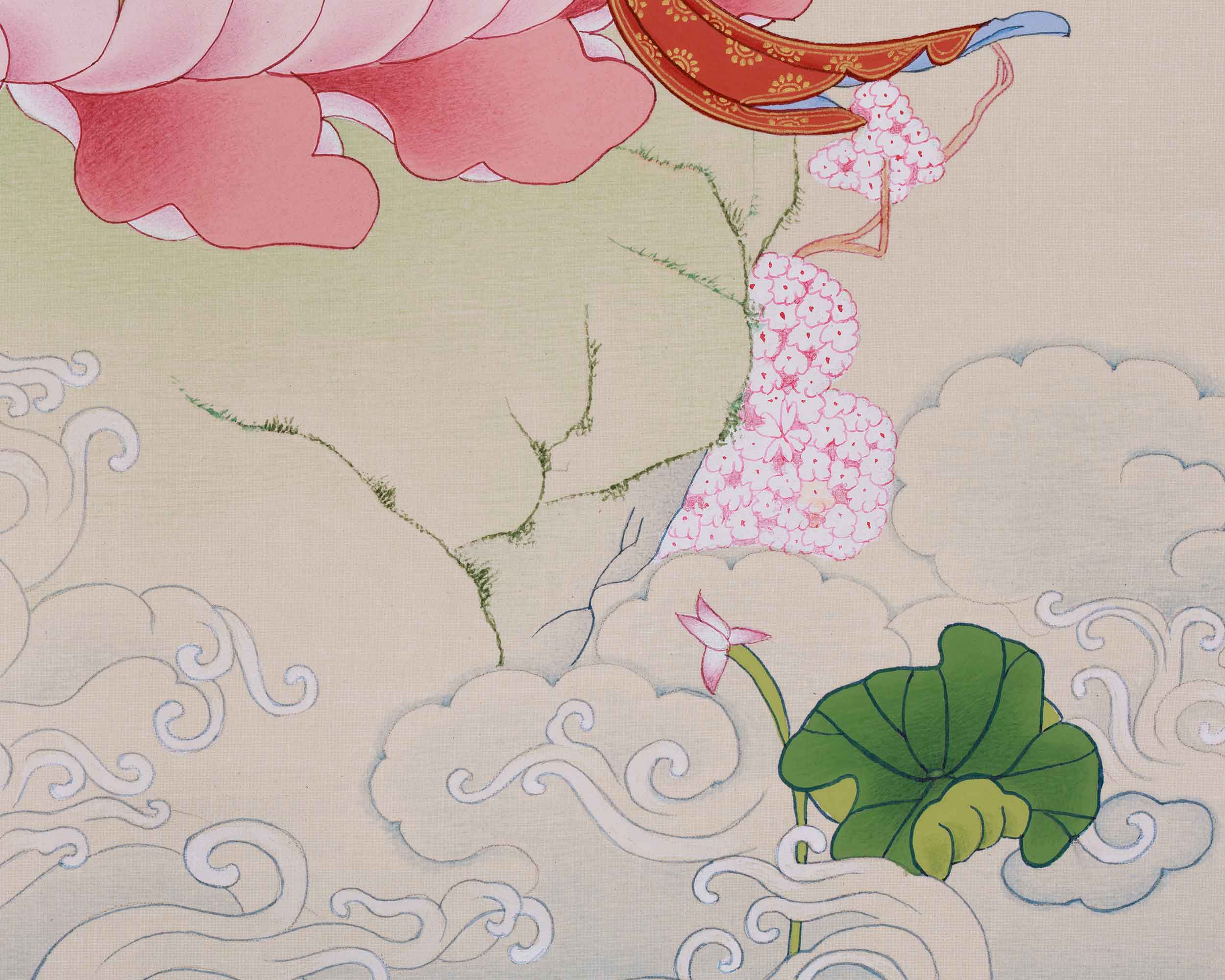 Beautifully Handmade Bodhisattva Manjushri Thangka | Buddha of Knowledge and Wisdom