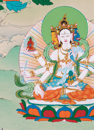 Amitayus with White Tara and Namgyalma Thangka