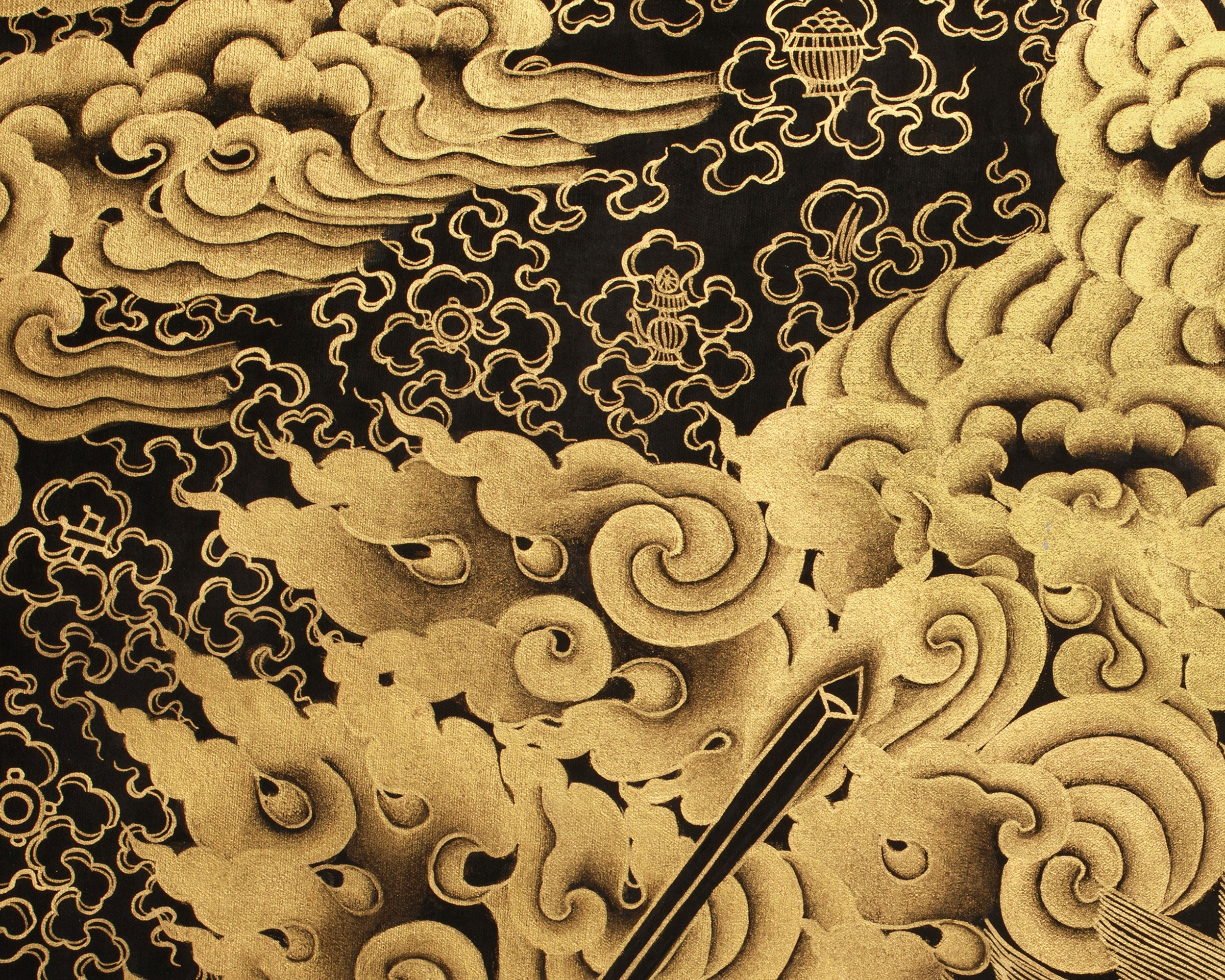 Fierce Protector Mahakala Thangka | Masterful Gold Detail on Black Canvas