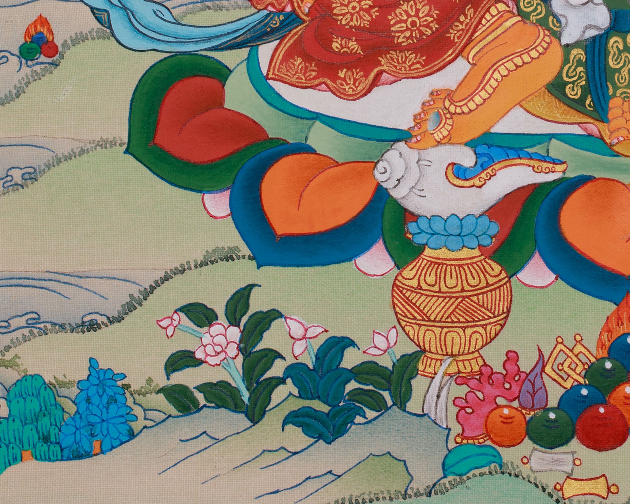 Thangka of Dzambhala | The Buddha of Wealth, Prosperity, and Abundance