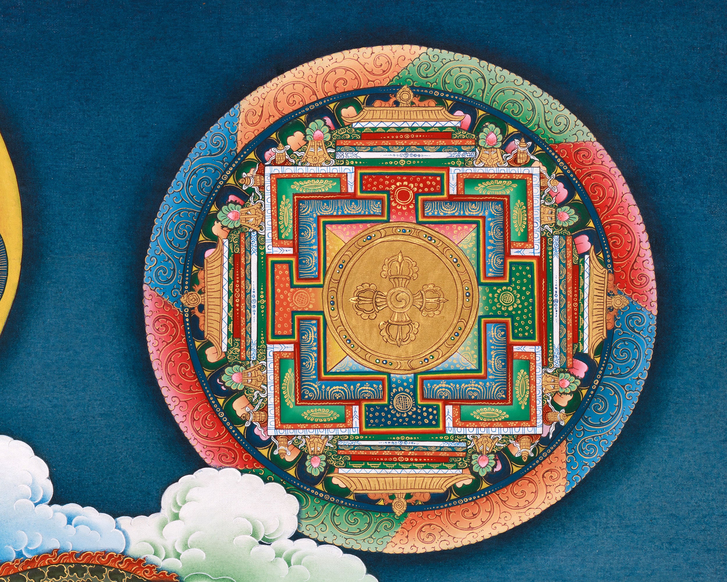 Mandala with Guru Rinpoche Canvas Print | Tibetan Buddhist Meditation Wall Hanging for Spiritual Practice