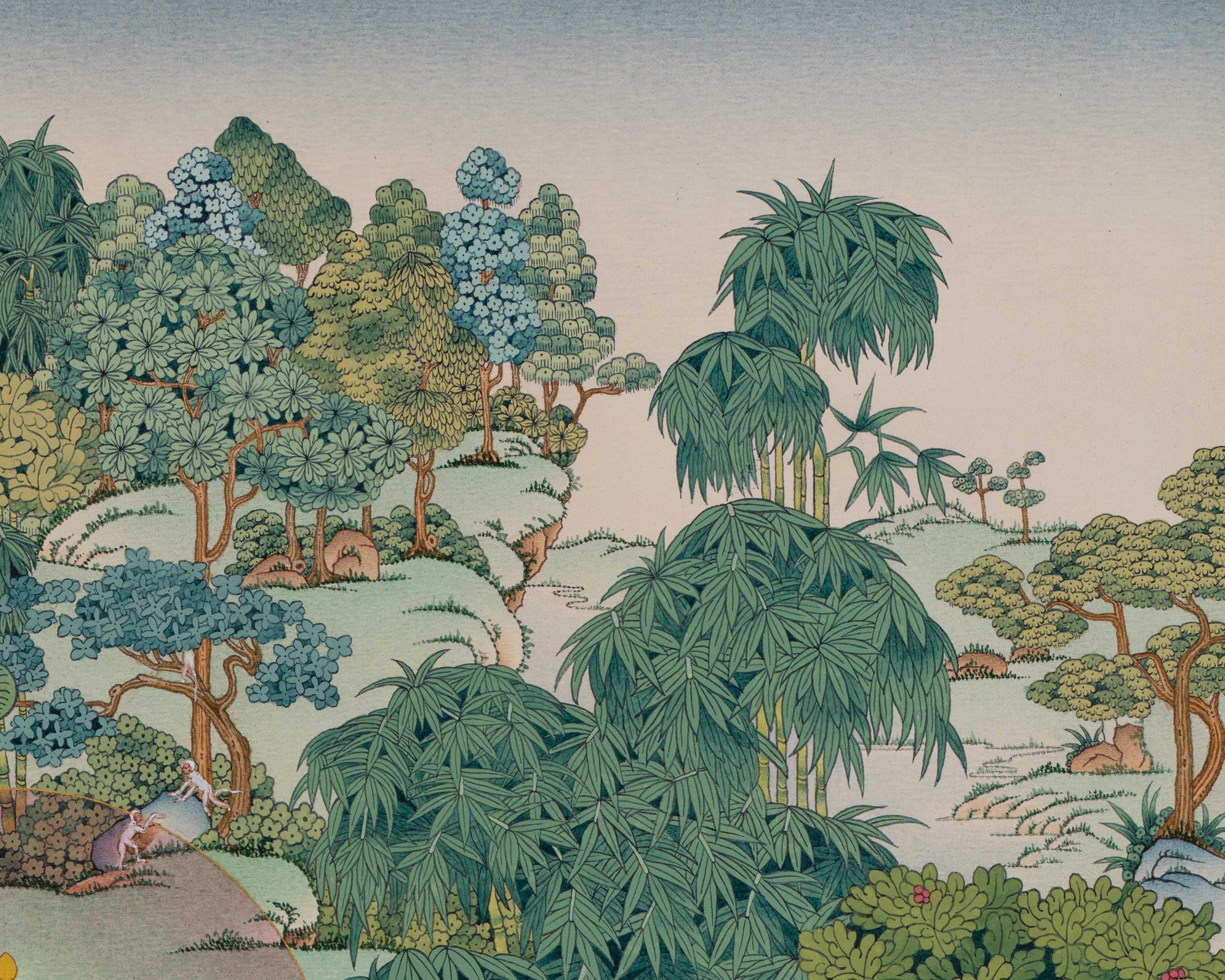 Meditating Shakyamuni Buddha in Jungle, Thangka Paiting