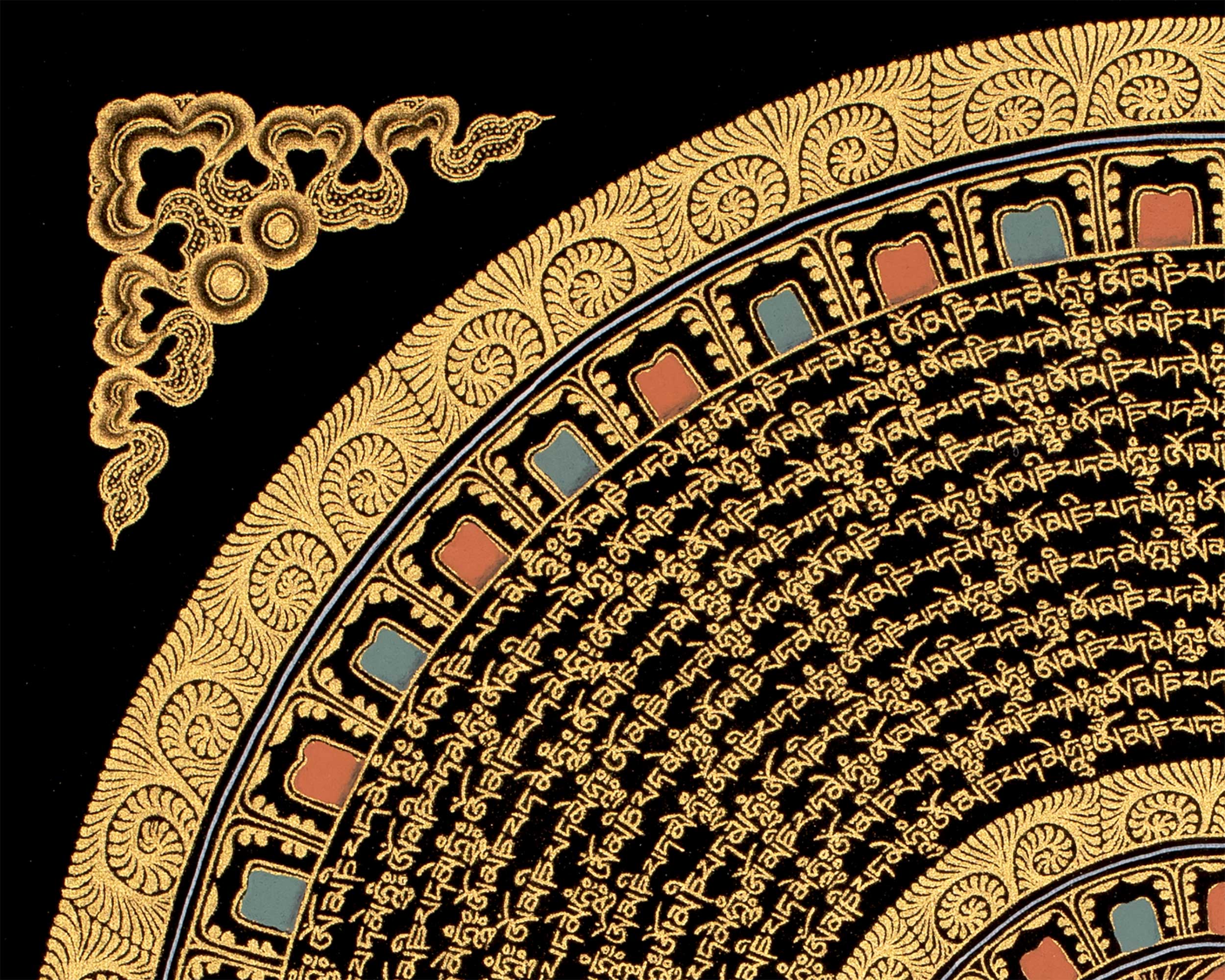 Mantra Mandala Thangka | Original Hand Painted Om Mani Padme Hum Thangka Art