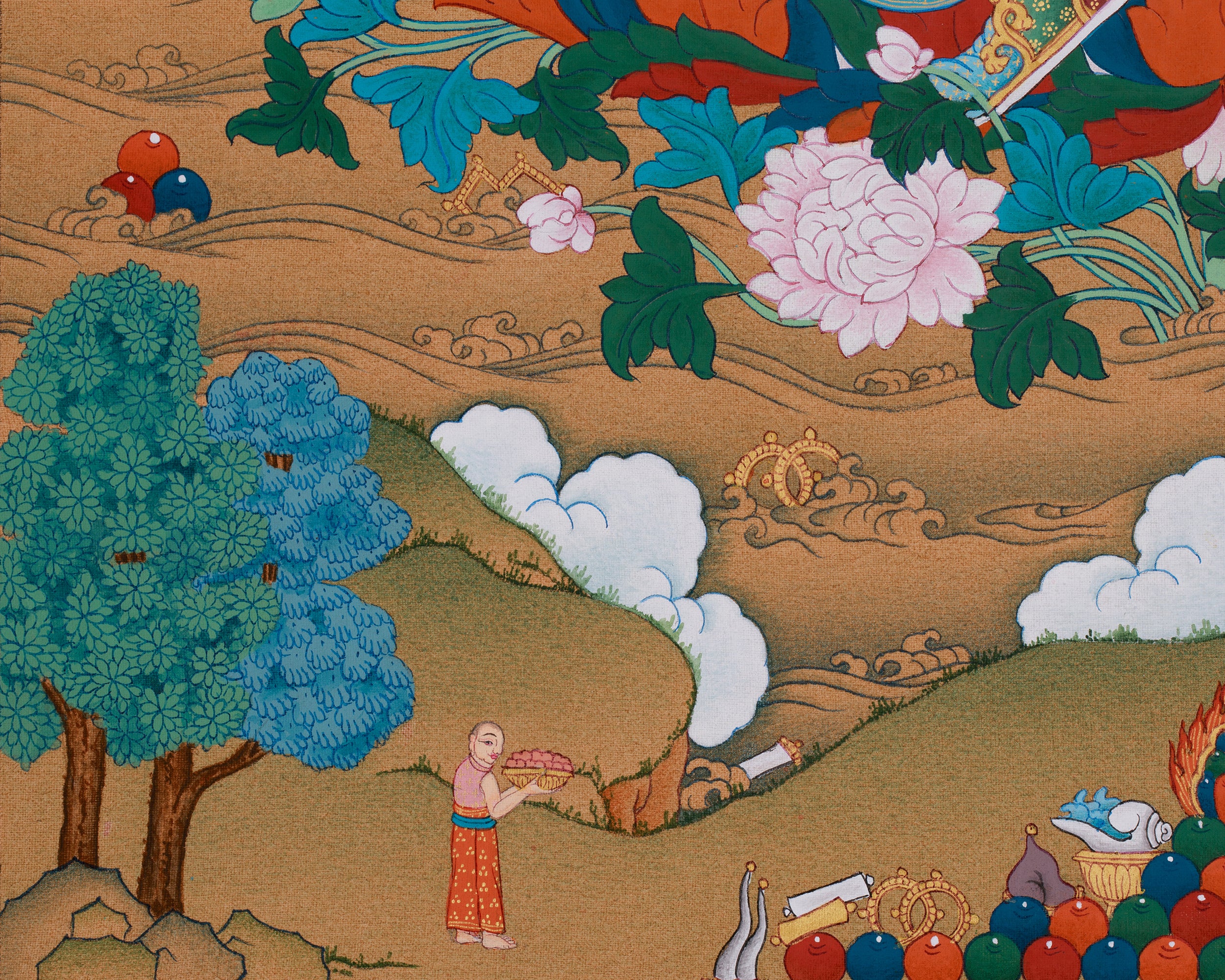 Handmade Spiritual Teacher Guru Rinpoche Thangka | Tantric Guide & Protector of the Dharma