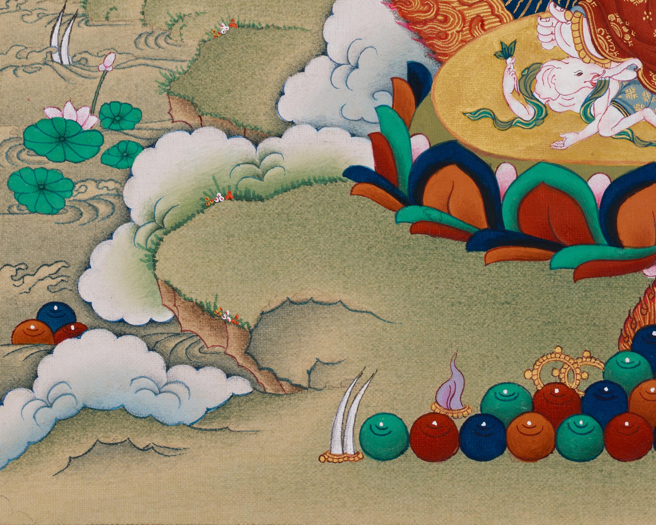 Sacred Buddhist Deity White Mahakala | Thangka of the Prosperity Guardian