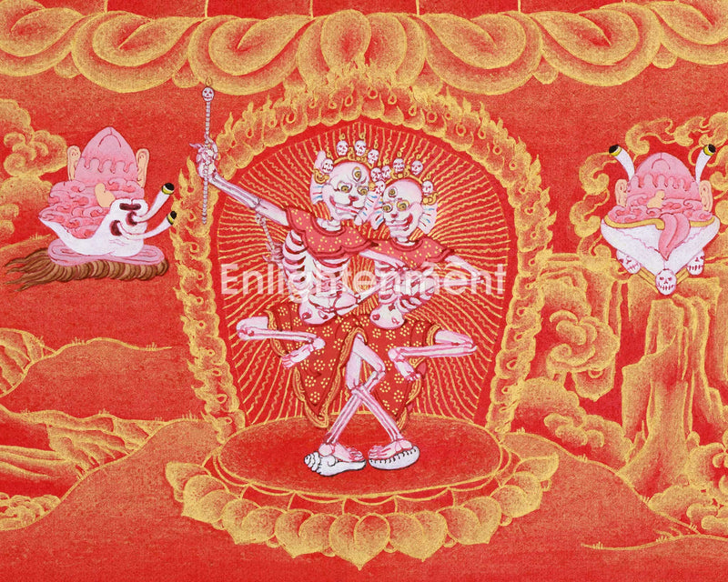 Vibrant Ren and Gold Vajrayogini Thangka | Ethereal Art for Your Space