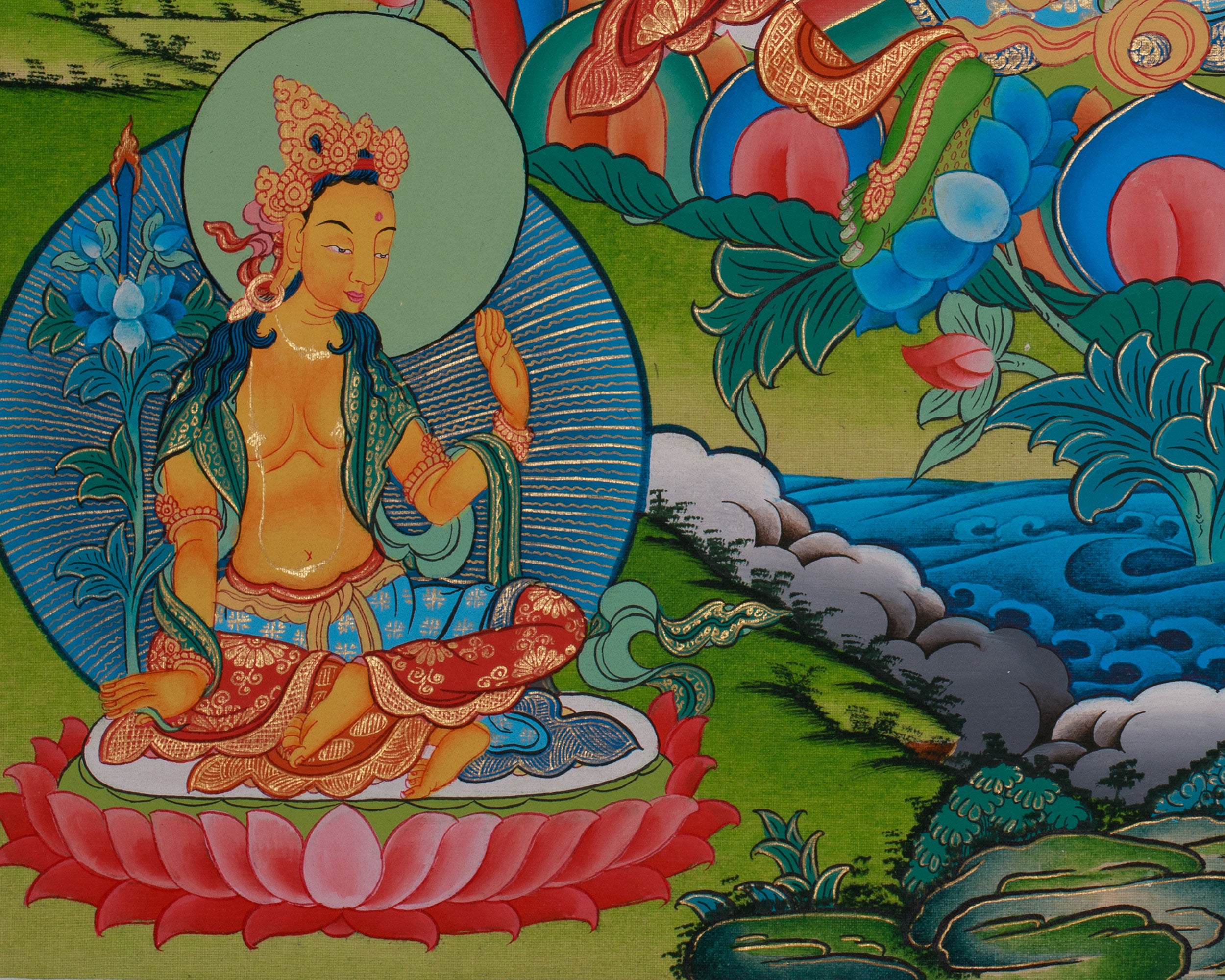 Tibetan Buddhist Green Tara Thangka | The Protector of Compassion and Wisdom