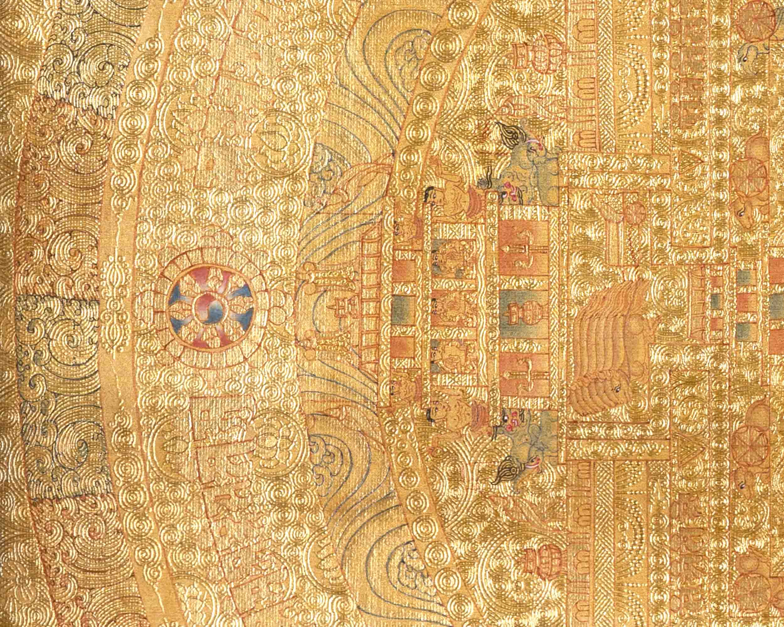 Original Hand Painted Full 24K Gold Style Kalachakra Mandala Tibetan Thangka