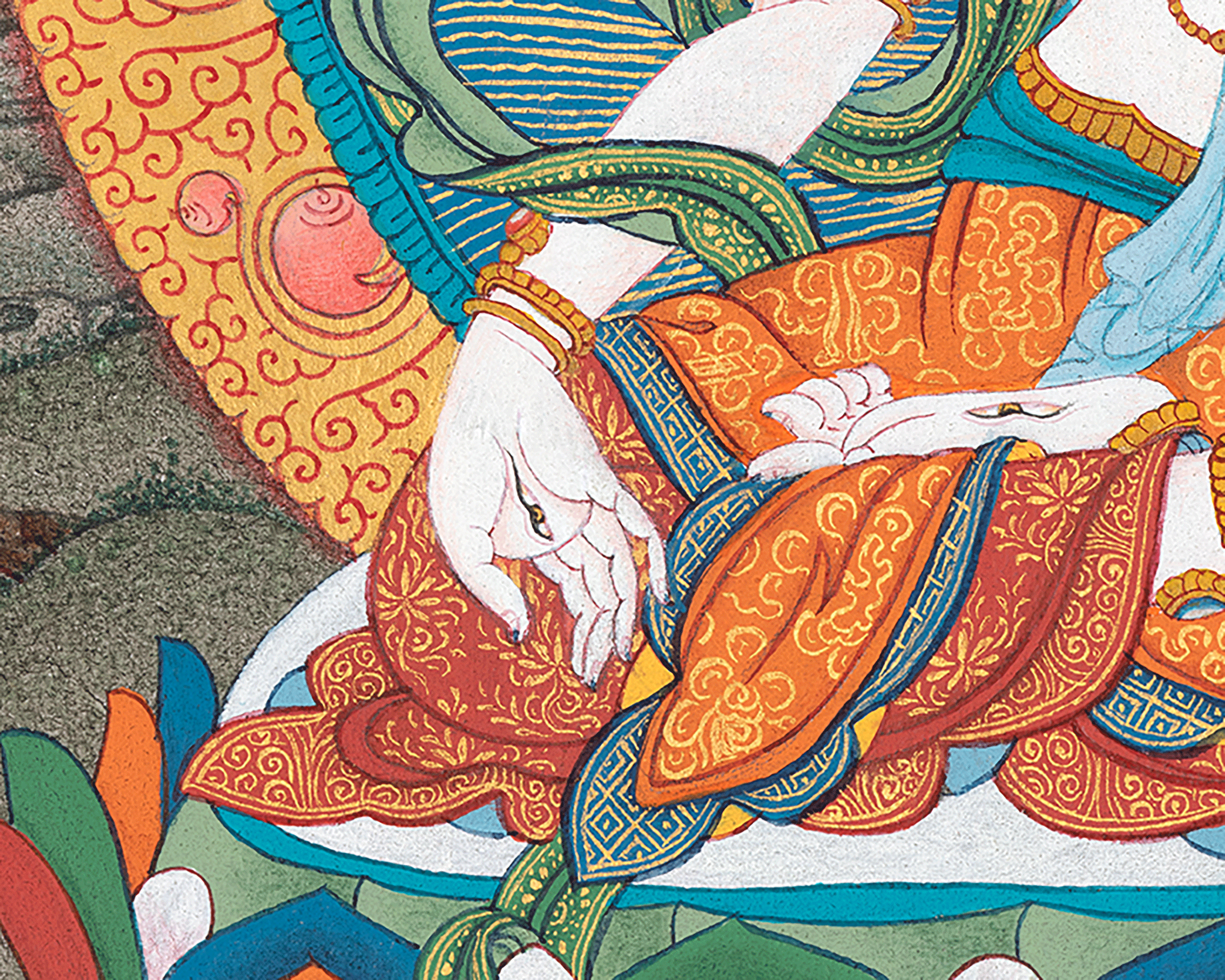 White Tara Goddess Artwork |  Handpainted Thangka for Tranquil Spaces | Wall Hanging Decor
