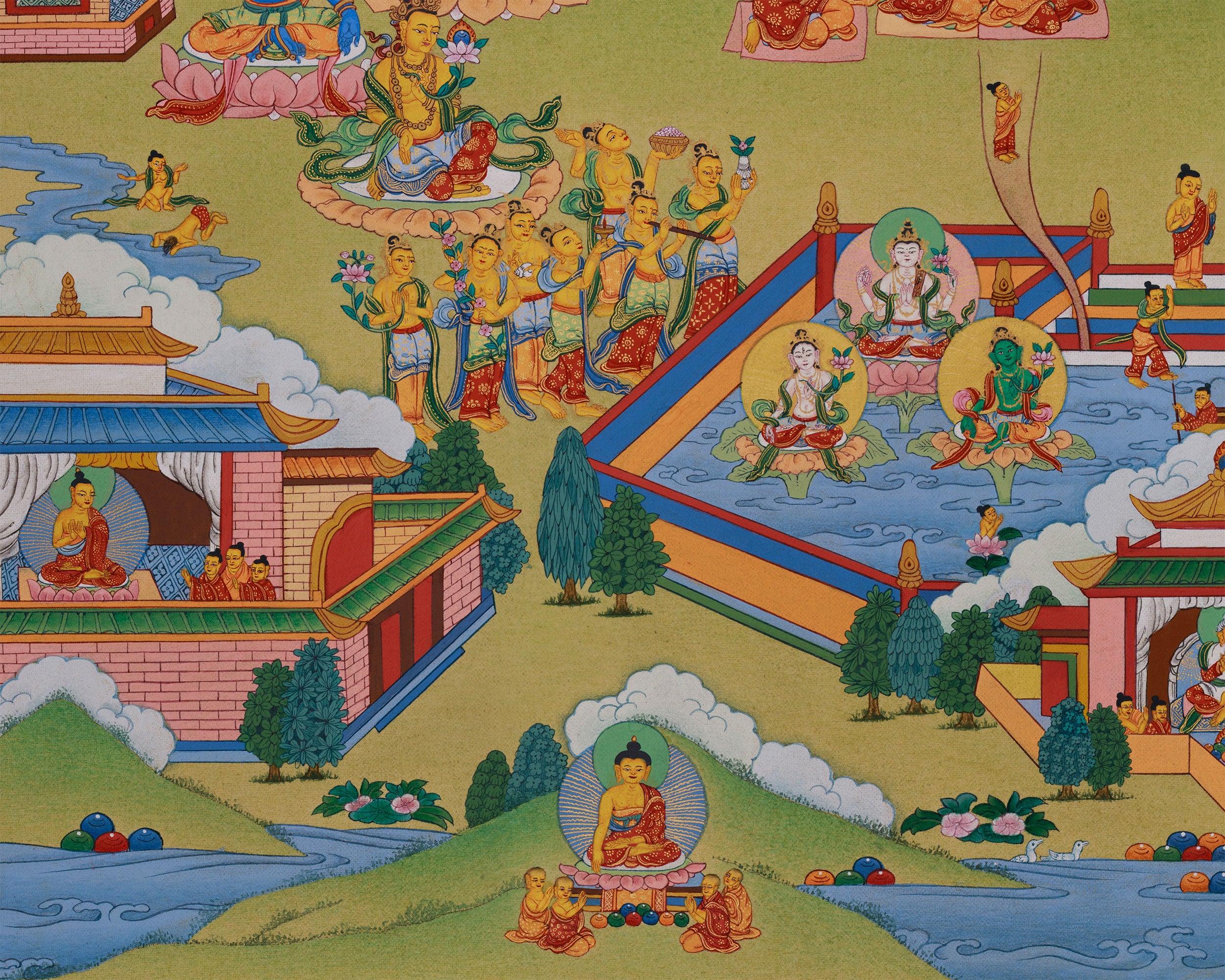 Grand Mahayana Pure Land Painting | Sacred Realm of Amitabha Buddha