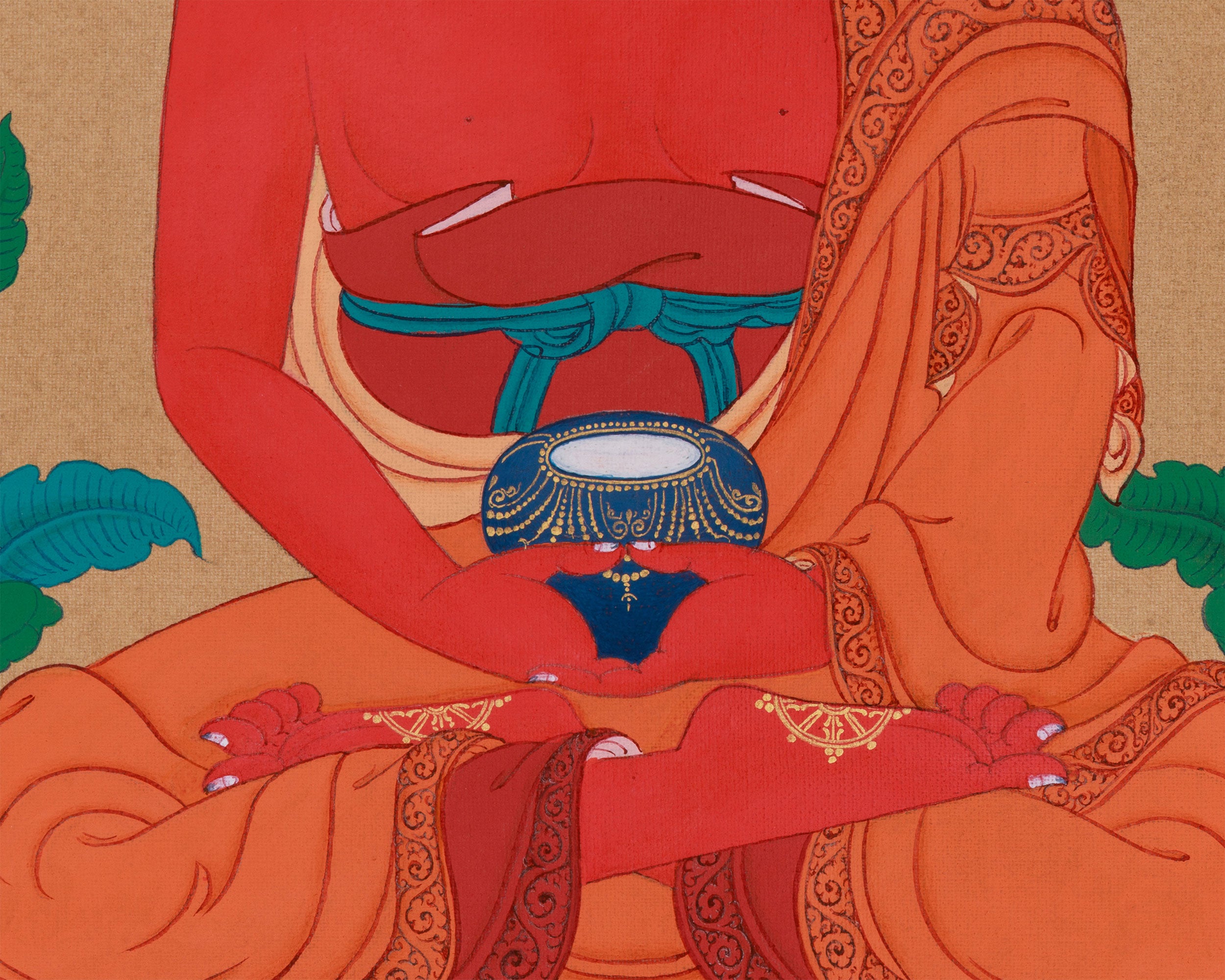 Minimal Red Buddha Amitabha Thangka | Enlightened Deity of Infinite Light