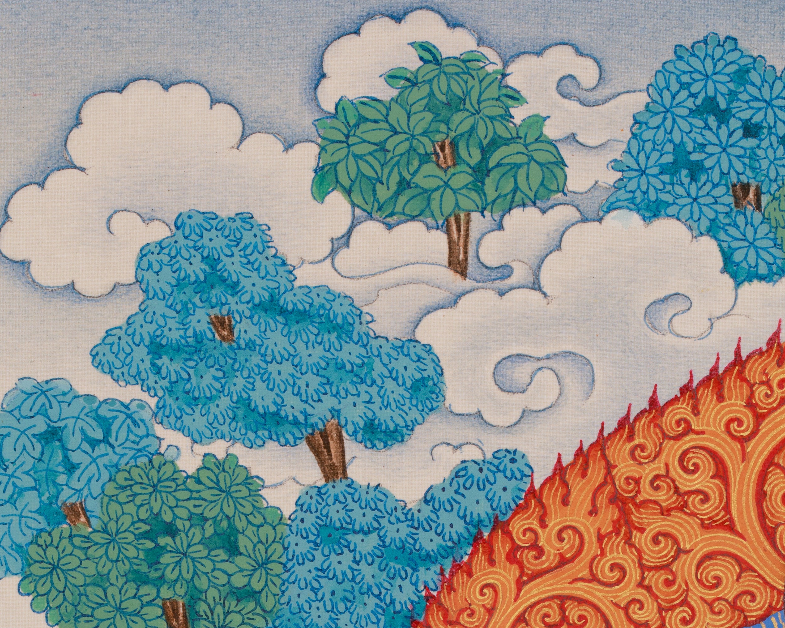 Wrathful White Mahakala | Buddhist Thangka of Protection & Prosperity